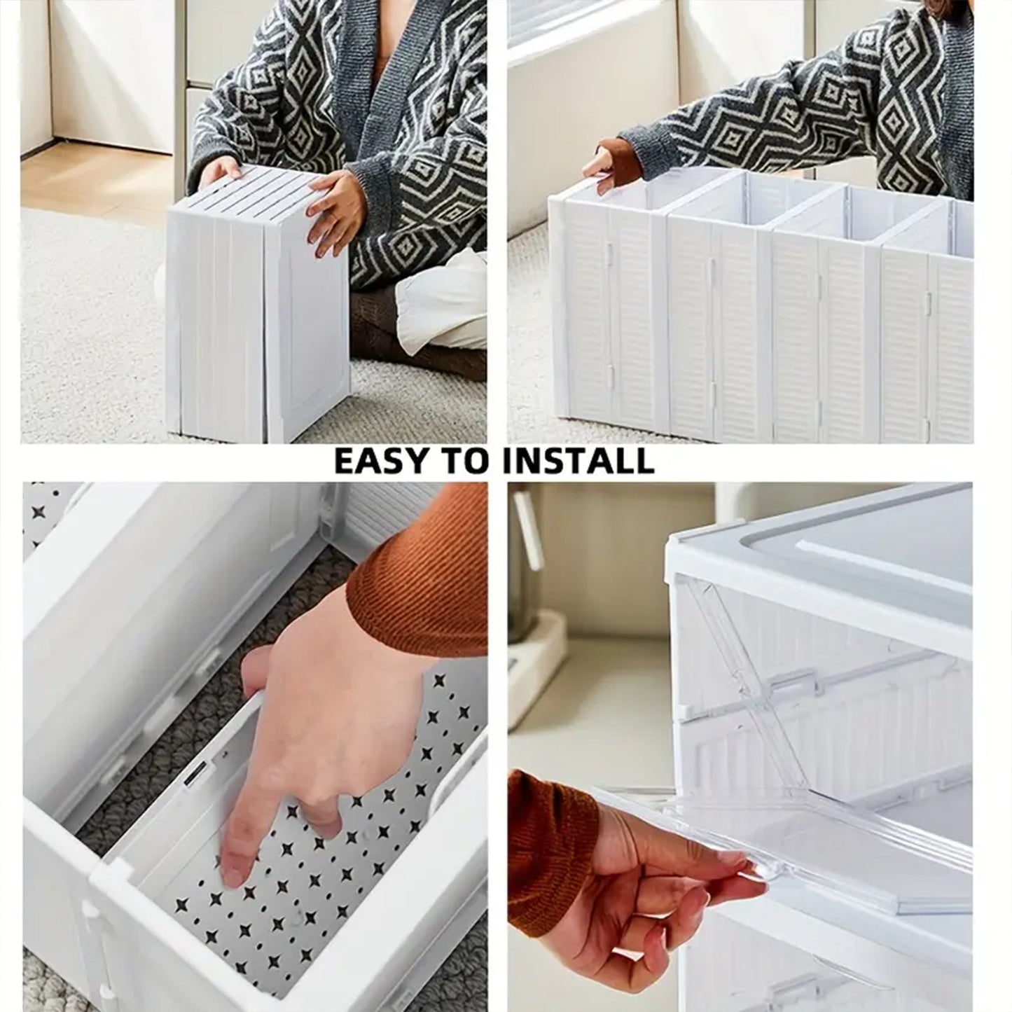 Stackable Multifunctional Storage For Clothes Foldable Drawer Shelf Basket Utility Cart Rack Storage Organizer Cart For Kitchen Pantry Closet Bedroom Bathroom Laundry (5 Layer 1 Pc) - Happy Price - Image 2