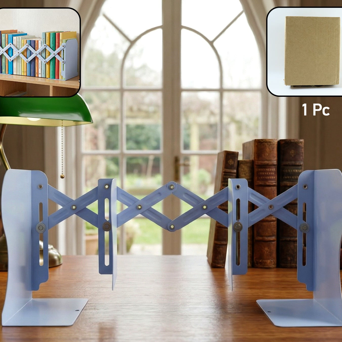 Adjustable Expandable Book Holder - Foldable Scissor Design Organizer (1 Pc) - Happy Price - Image 1