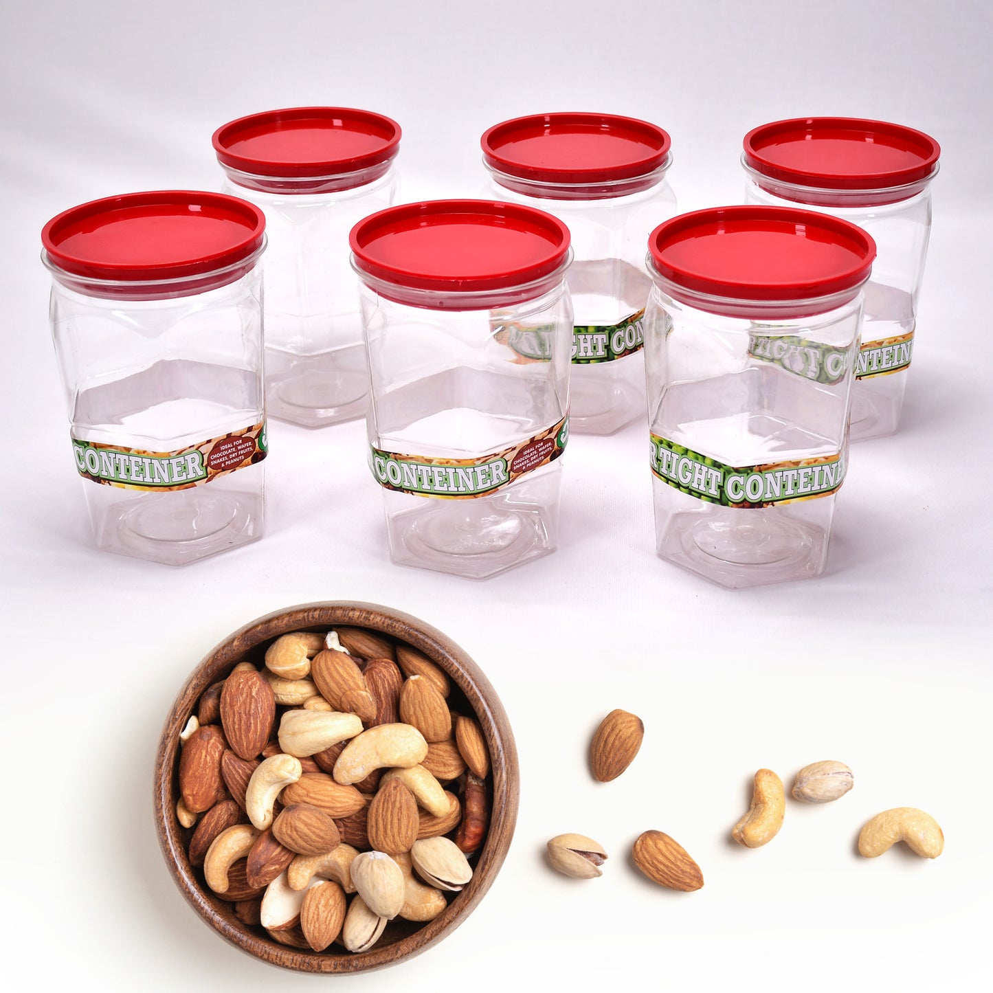 Air Tight Kitchen Storage Container For Rice  Dal  Atta Bpa-free Flour  Cereals  Snacks  Stackable  Modular Round. (Approx - 1100ml Set Of 6pcs) - Happy Price - Image 4