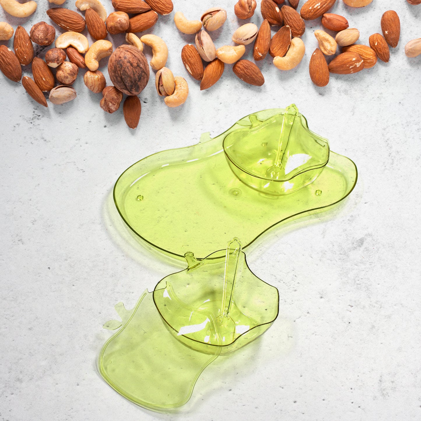 Apple Shape 2piece Serving Set Of Bowl With Spoon  Tray. Dinnerware Serving Snacks  Pickle - Happy Price - Image 5