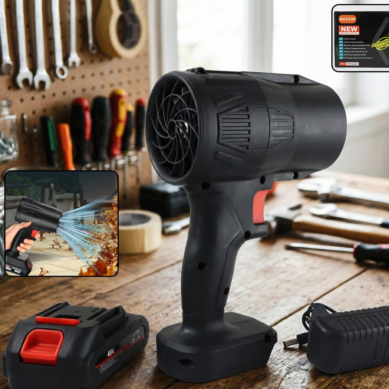 High-power Cordless Leaf Blower Fan With Rechargeable Battery (1 Pc)