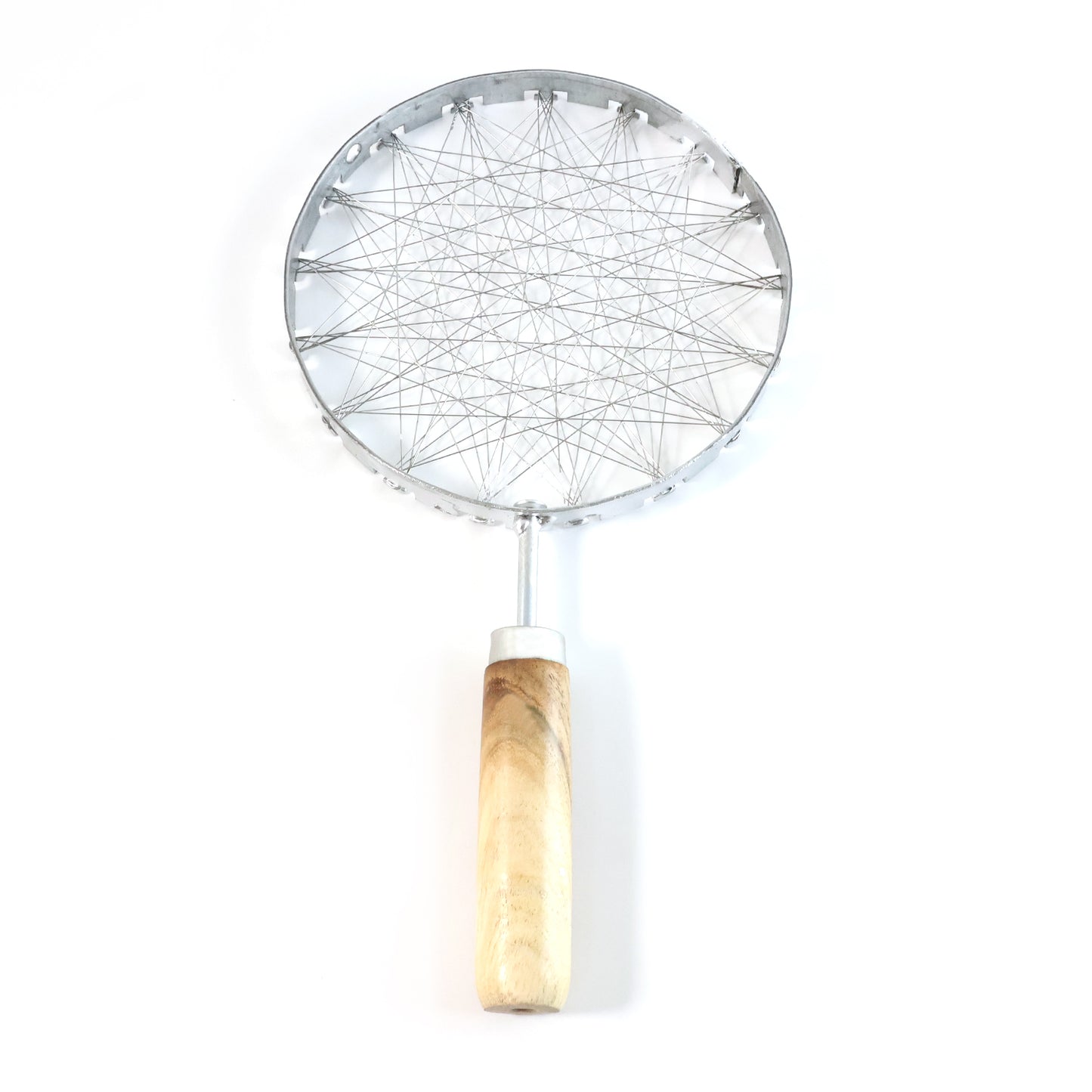 Stainless Steel Wire Skimmer with Wooden Handle (1 Pc) - Kitchen Frying and Straining Tool - Happy Price - Image 2