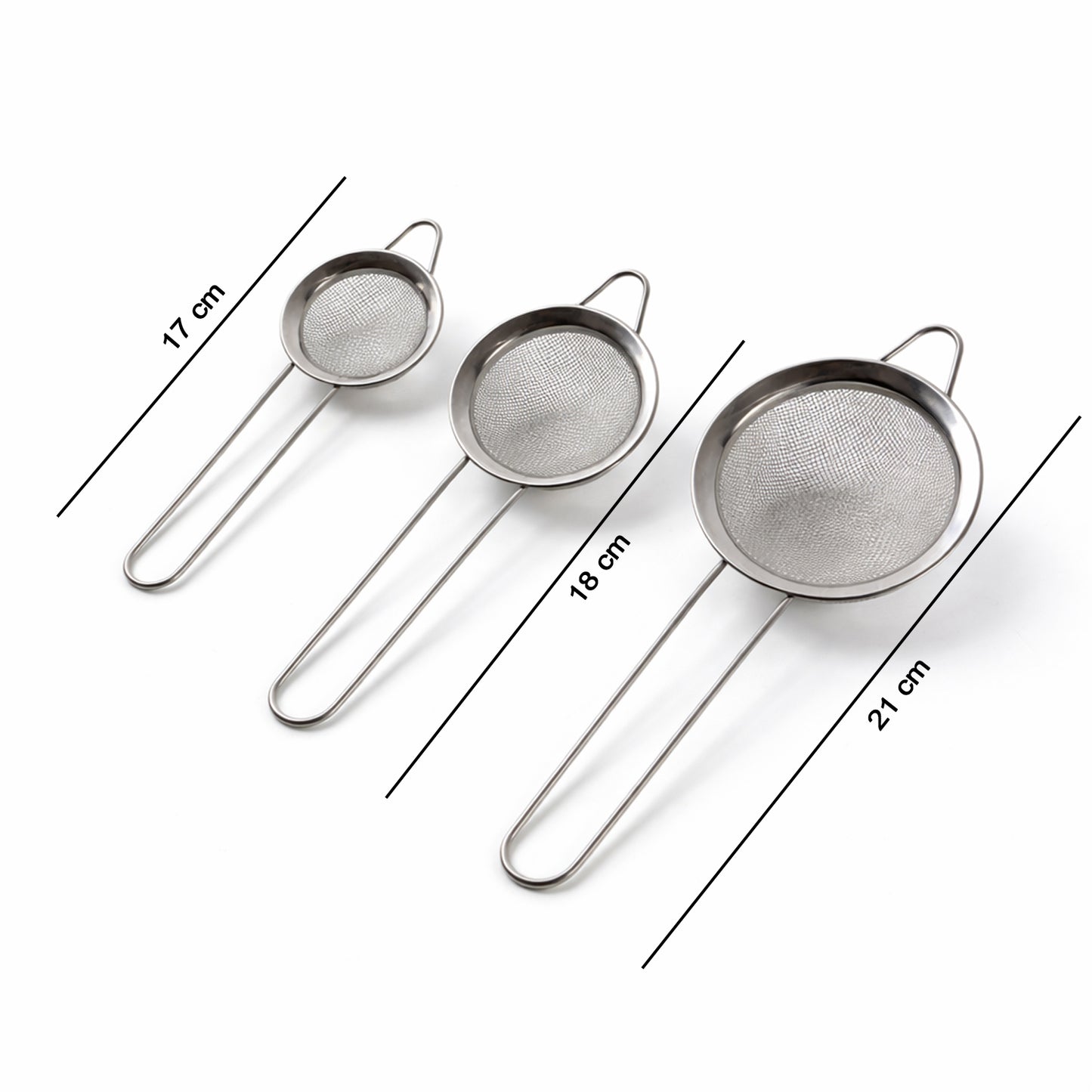 3 Piece Stainless Steel Tea Strainer Set with Long Handle - Happy Price - Image 5
