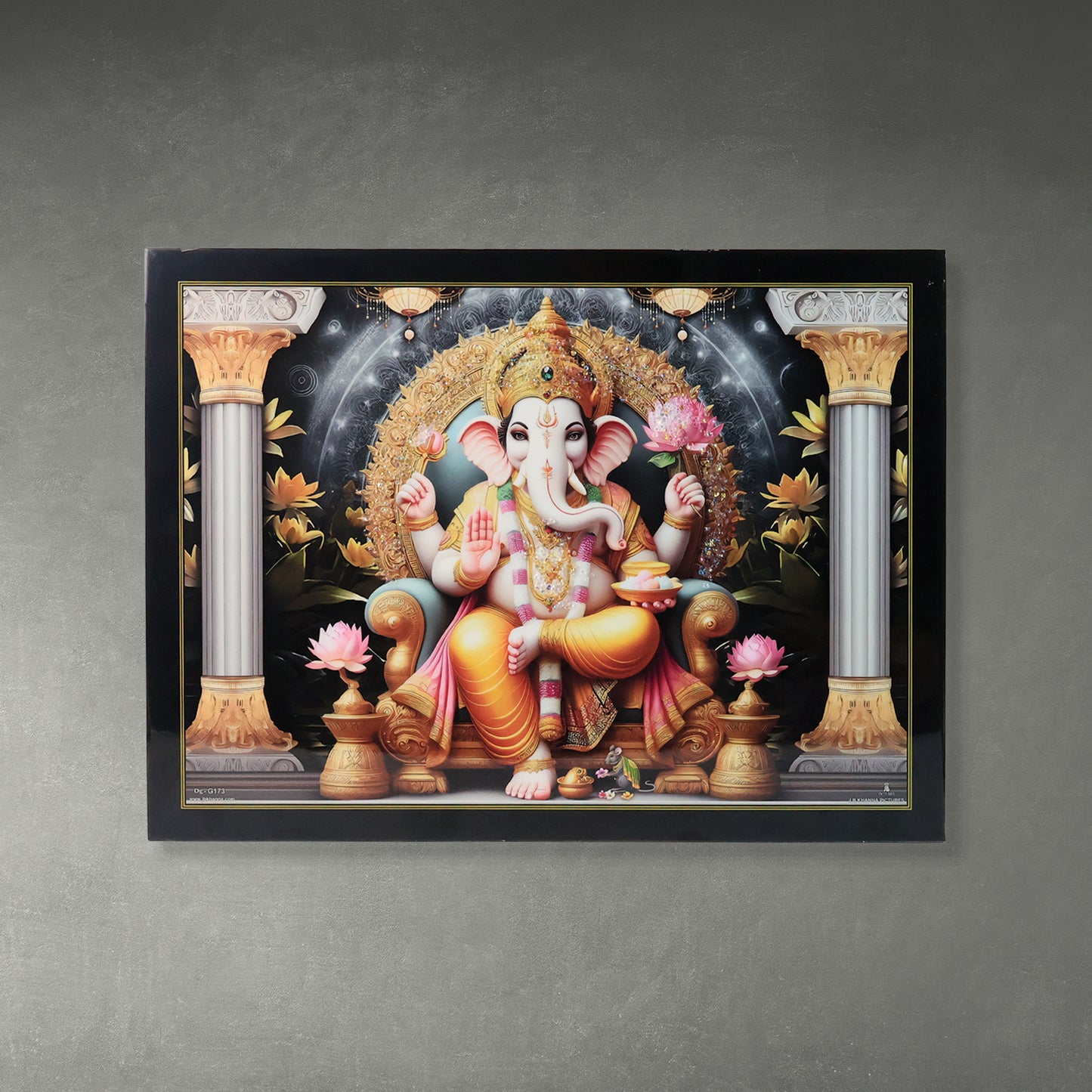 Lord Ganesha Wall Art with Wooden Frame - 60x45 Cm (1 Pc) - Happy Price - Image 6