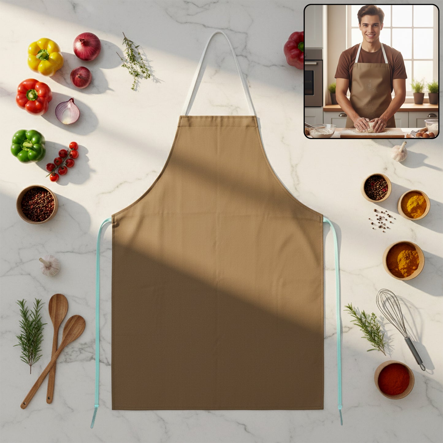 Full Coverage Chef Apron (1 Pc) - Adjustable Neck & Waist Ties - Happy Price - Image 2