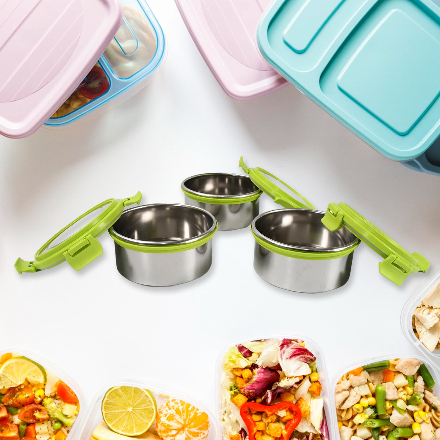 Stainless Steel Tiffin Lunch Box Container  Dabba With 4 Side Clip Lock Lid For Office  School Use Food Grade  Air Tight  Easy To Carry  Leak Proof - Happy Price - Image 4