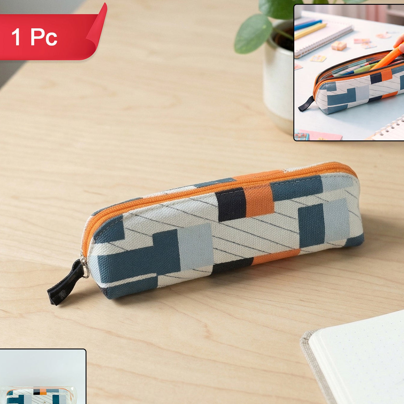 Fabric Zipper Pencil Pouch - 1 Pc Multipurpose Stationery Organizer - Great Price - Image 1