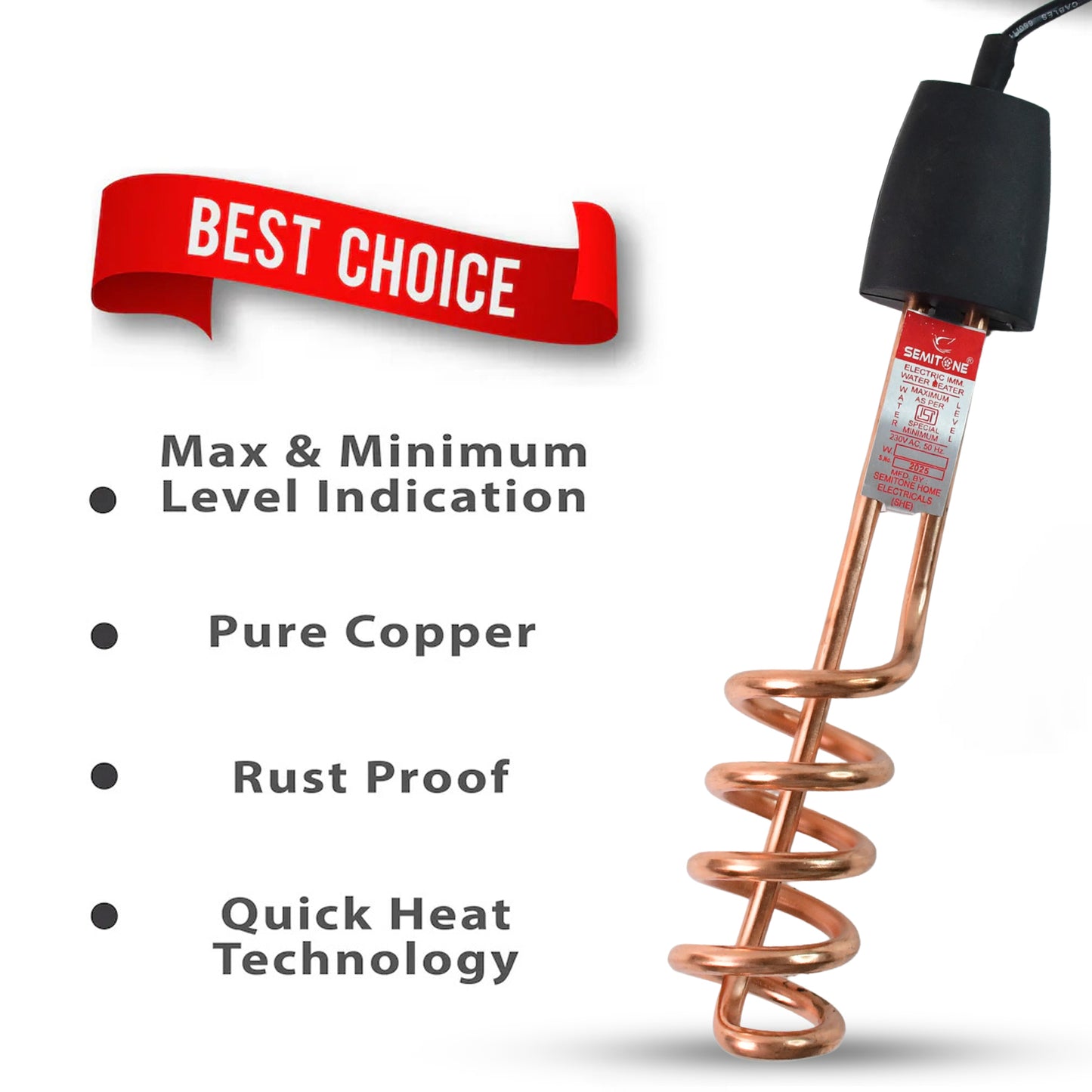 Portable Immersion Water Heater Rod with Copper Element & Shockproof Handle - Happy Price - Image 3