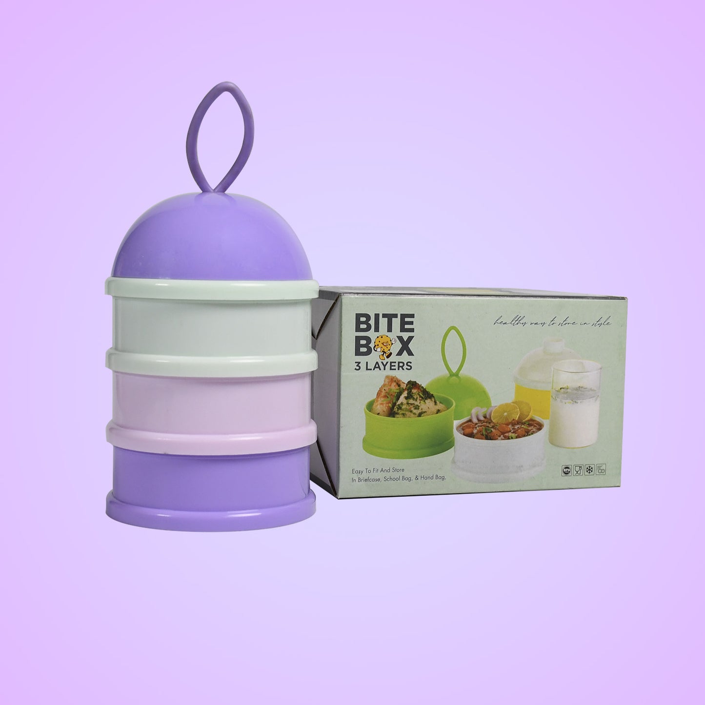 3 Layer Lunch Box Unique Design Bite Lunch Box With Liquid  Food Container Lunch Box (Green) - Happy Price - Image 6