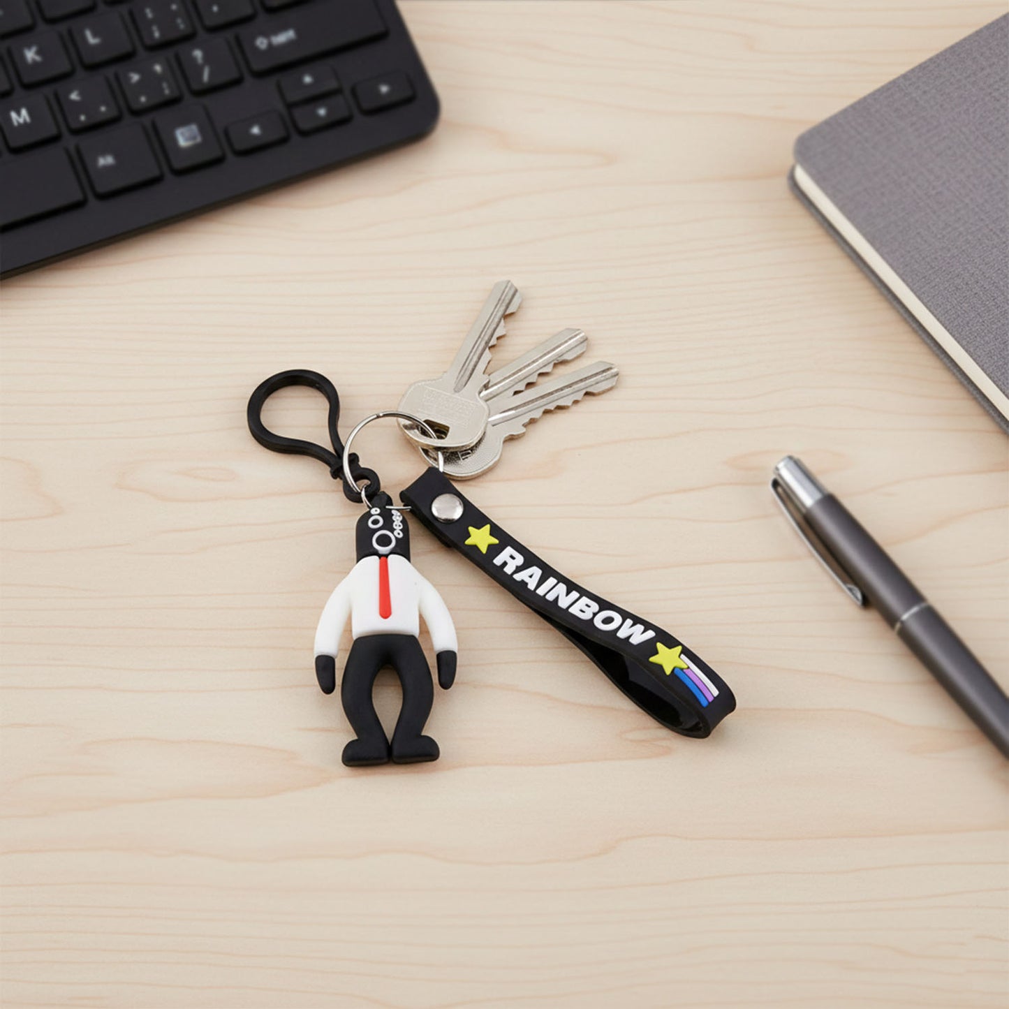 Cartoon Man Figure Keychain with Rainbow Strap - 1 Pc - Happy Price - Image 5