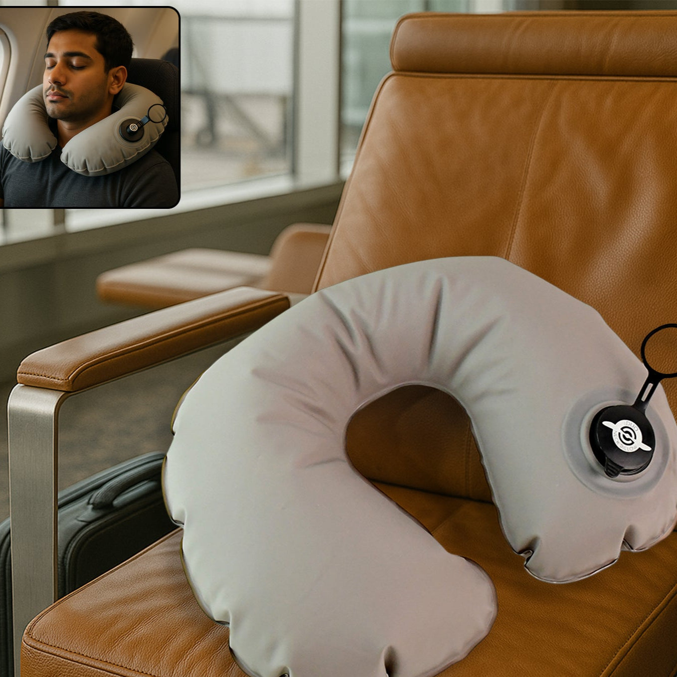 Premium Quality Inflatable Travel Neck Pillow (1 Pc) - Happy Price - Image 1