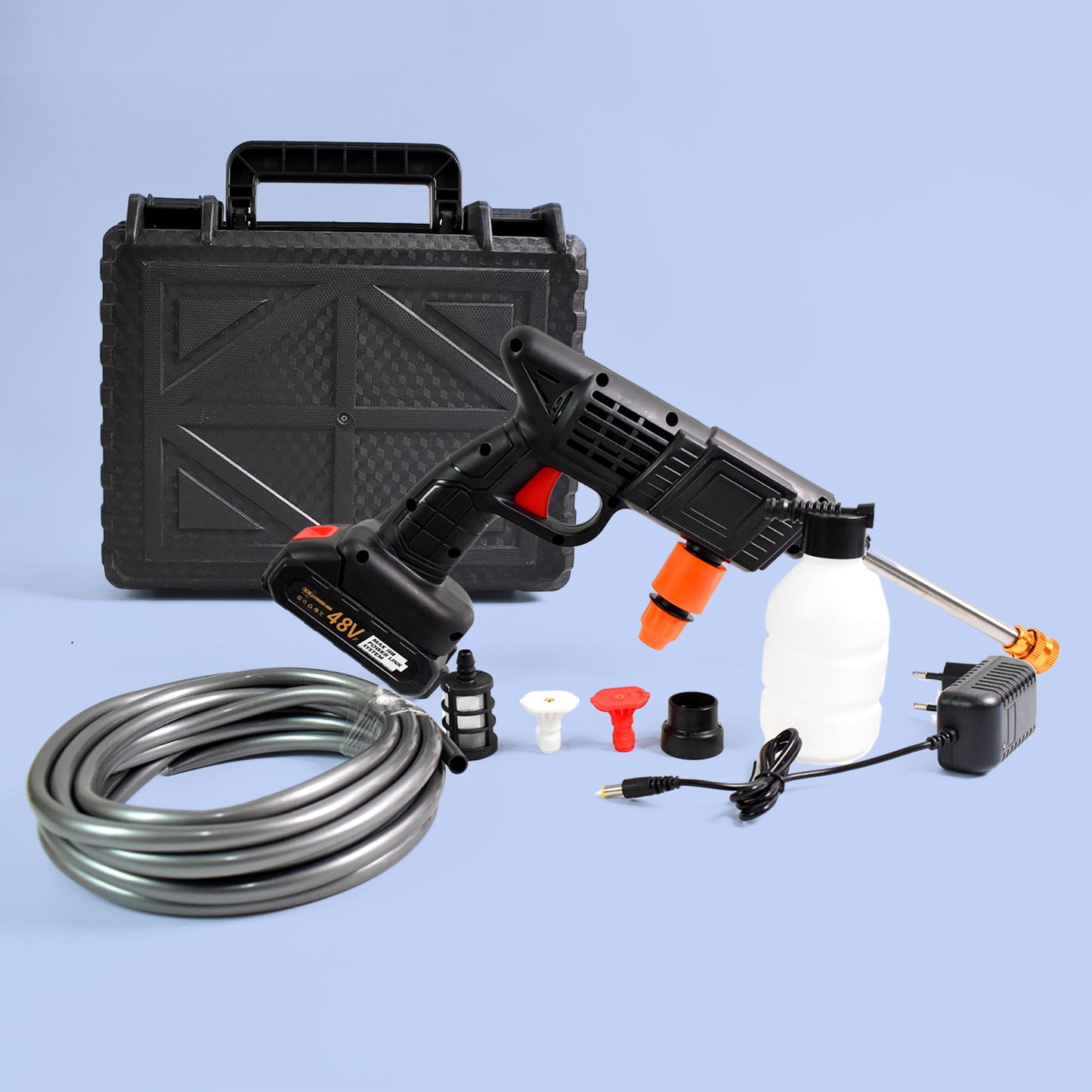 Car Washer Gun Wireless High Pressure Washer Water Spray Gun (48v  With Small Box  Small Adaptor  1 Set) - Happy Price - Image 2