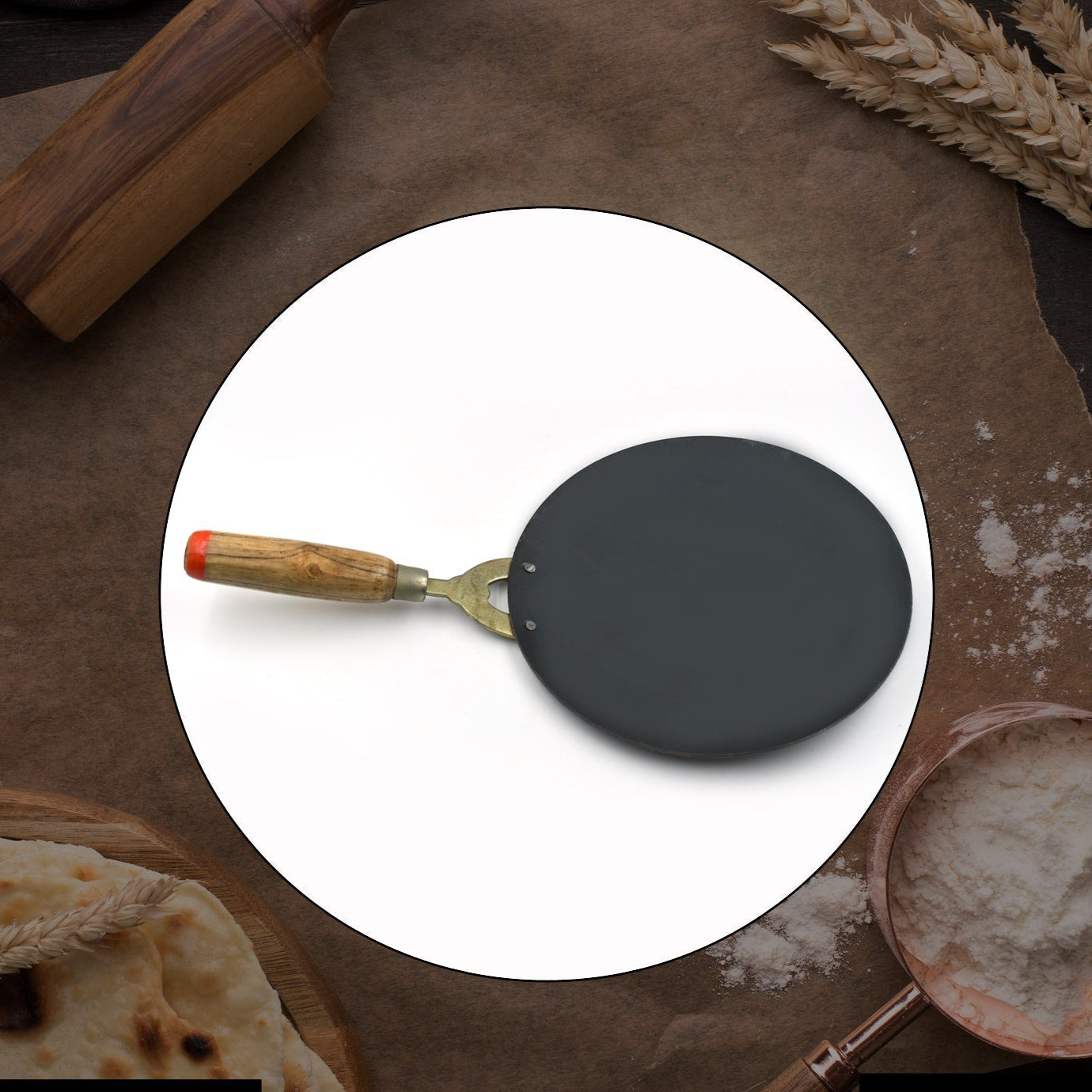 Wooden Handle Roti Tawa Used In All Household And Kitchen Purposes For Making Rotis And Parathas Etc. - Happy Price - Image 1