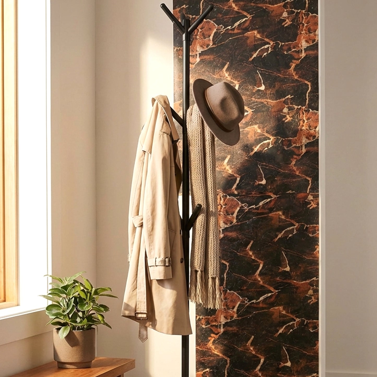 Metal Floor Standing Coat Rack with Multiple Hooks - 1 Pc Stand - Happy Price - Image 3