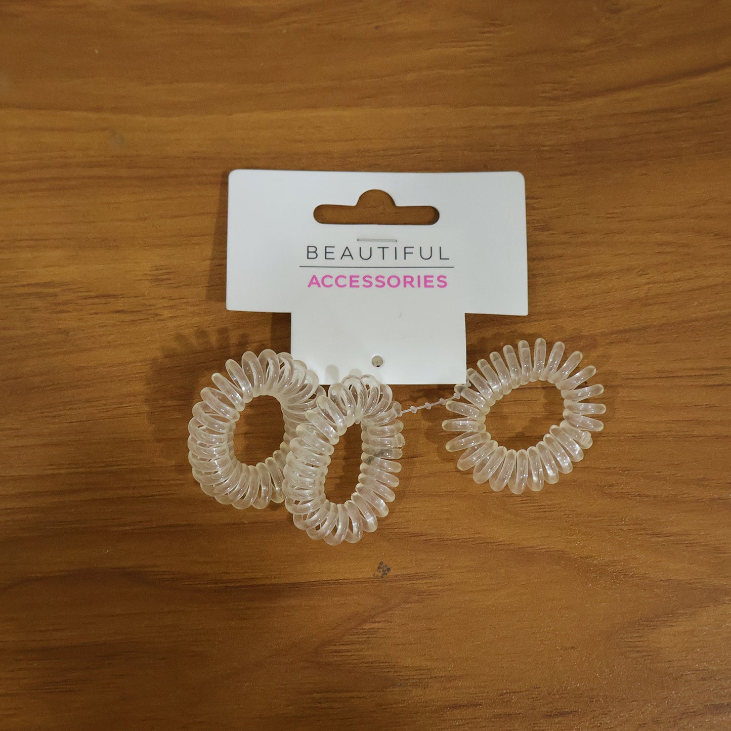 Transparent Spiral Coil Hair Band With Case 3 Pc Set