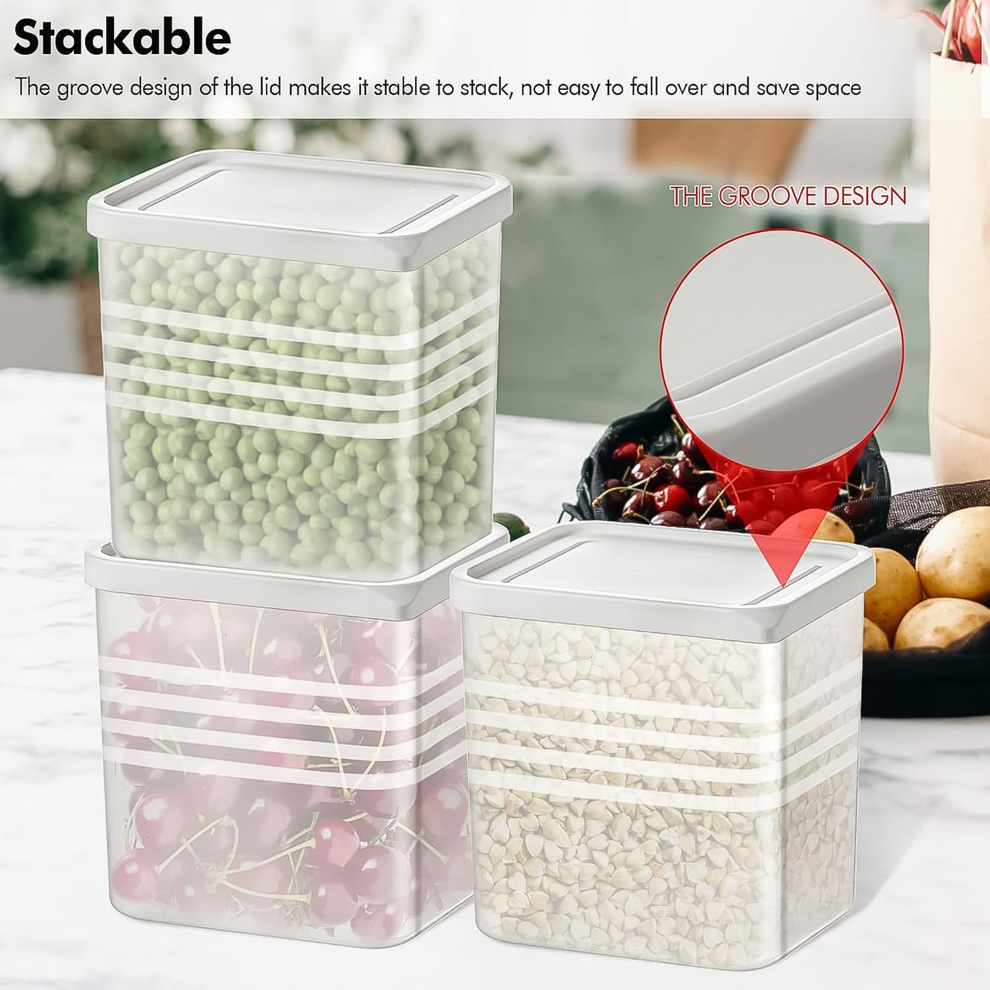 Transparent Square Plastic Food Containers with Airtight Lids - Set of 6 Pcs - Happy Price - Image 2
