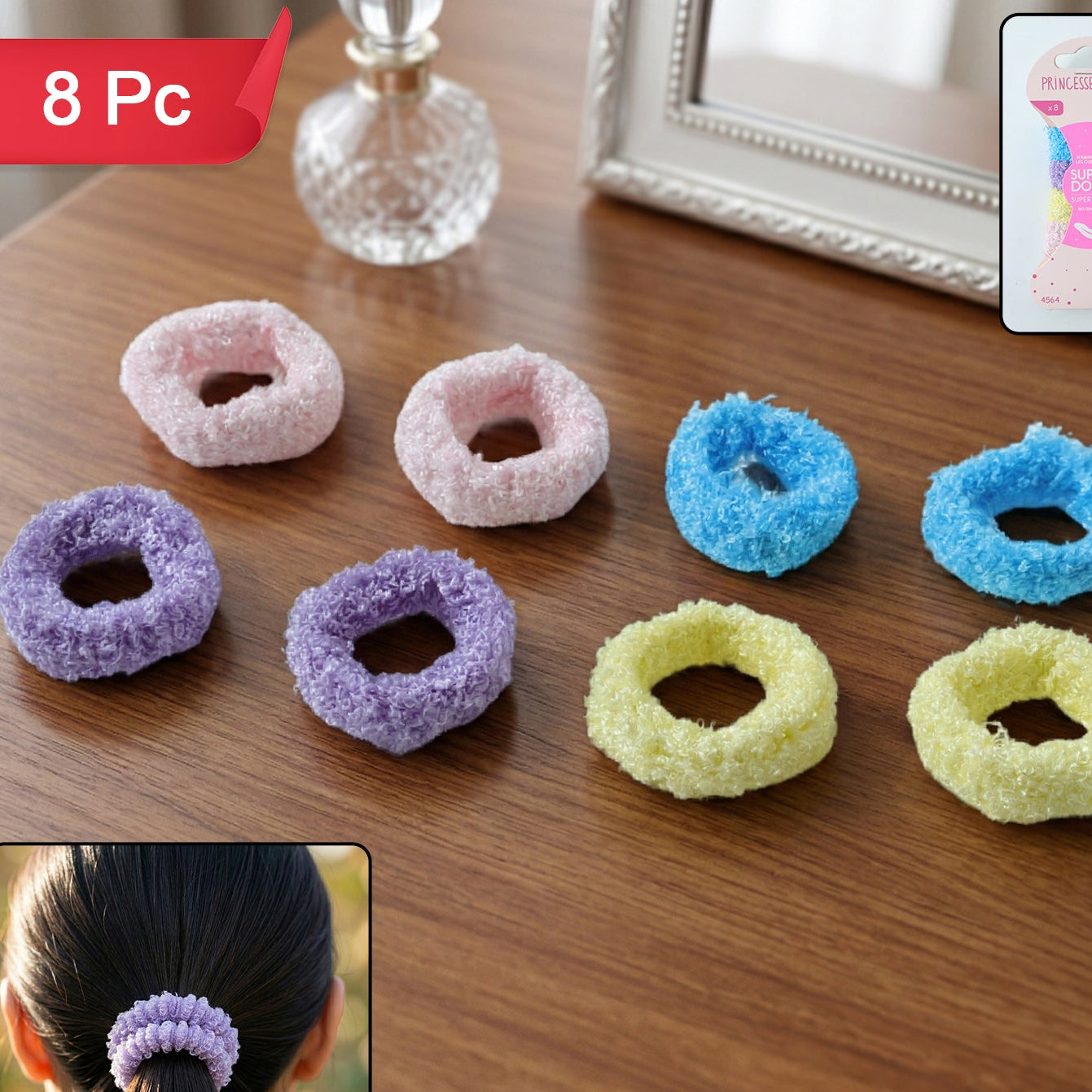 Soft Terry Elastic Hair Bands 8 Pc Set