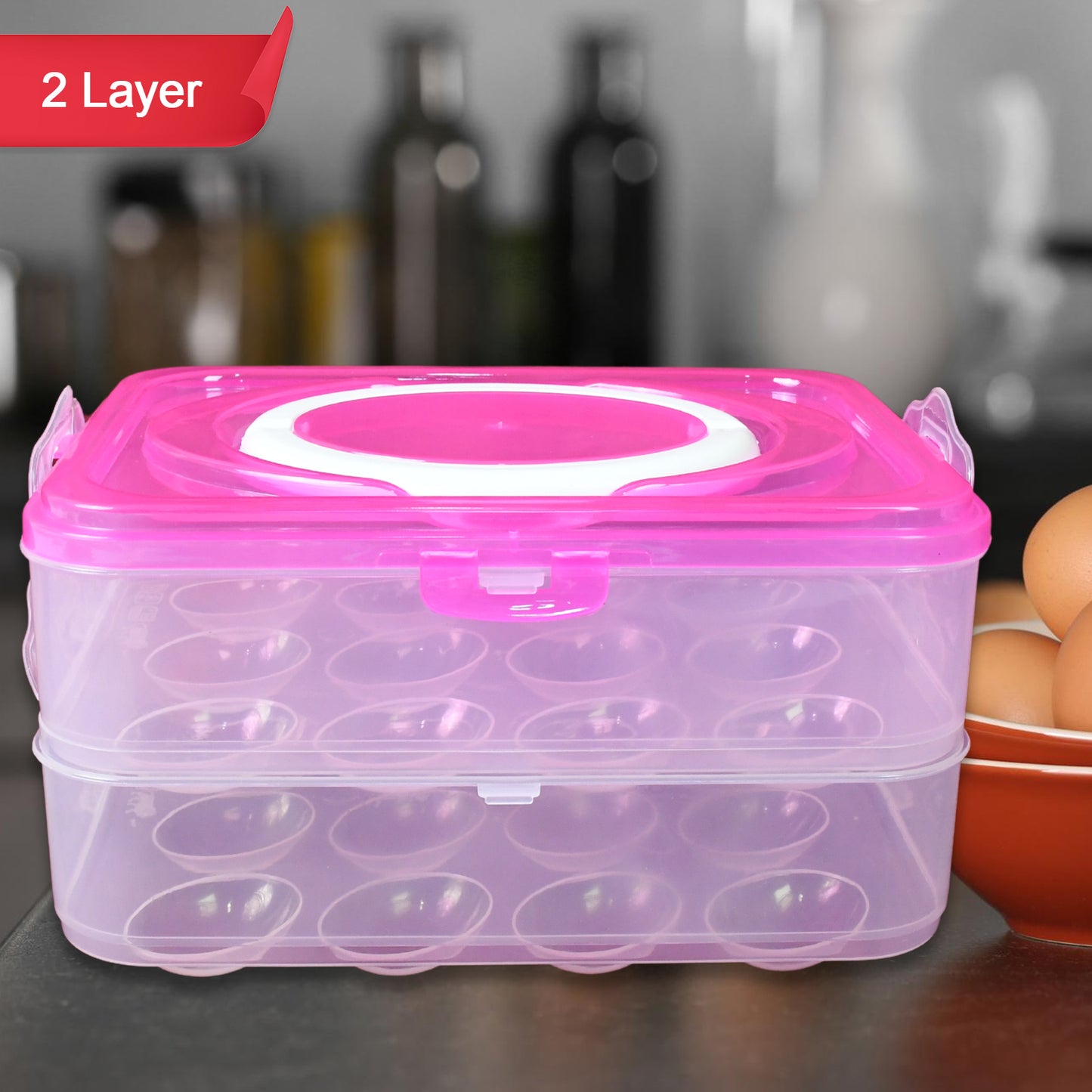 Double Layer 24 Grid Egg Storage Box For Egg Storage Container - Happy Price - Image 3