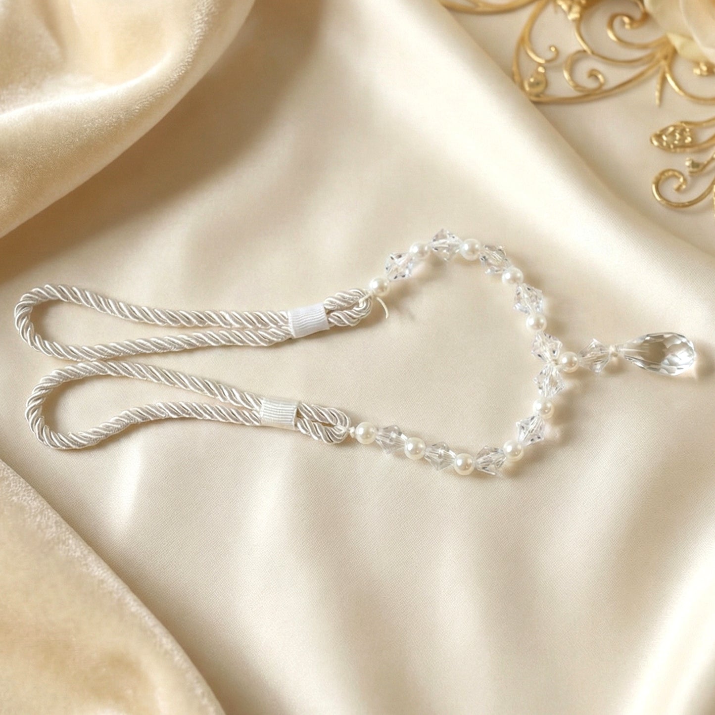 Elegant Crystal Beaded Curtain Tieback Holder (1 Pc) - Happy Price - Image 3