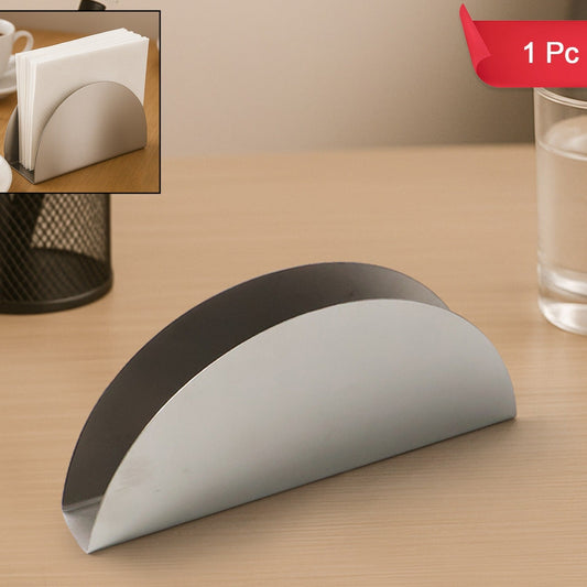 Stainless Steel Half-moon Shaped Tissue Paper Napkin Holder Stand (1 Pc) - Happy Price - Image 1