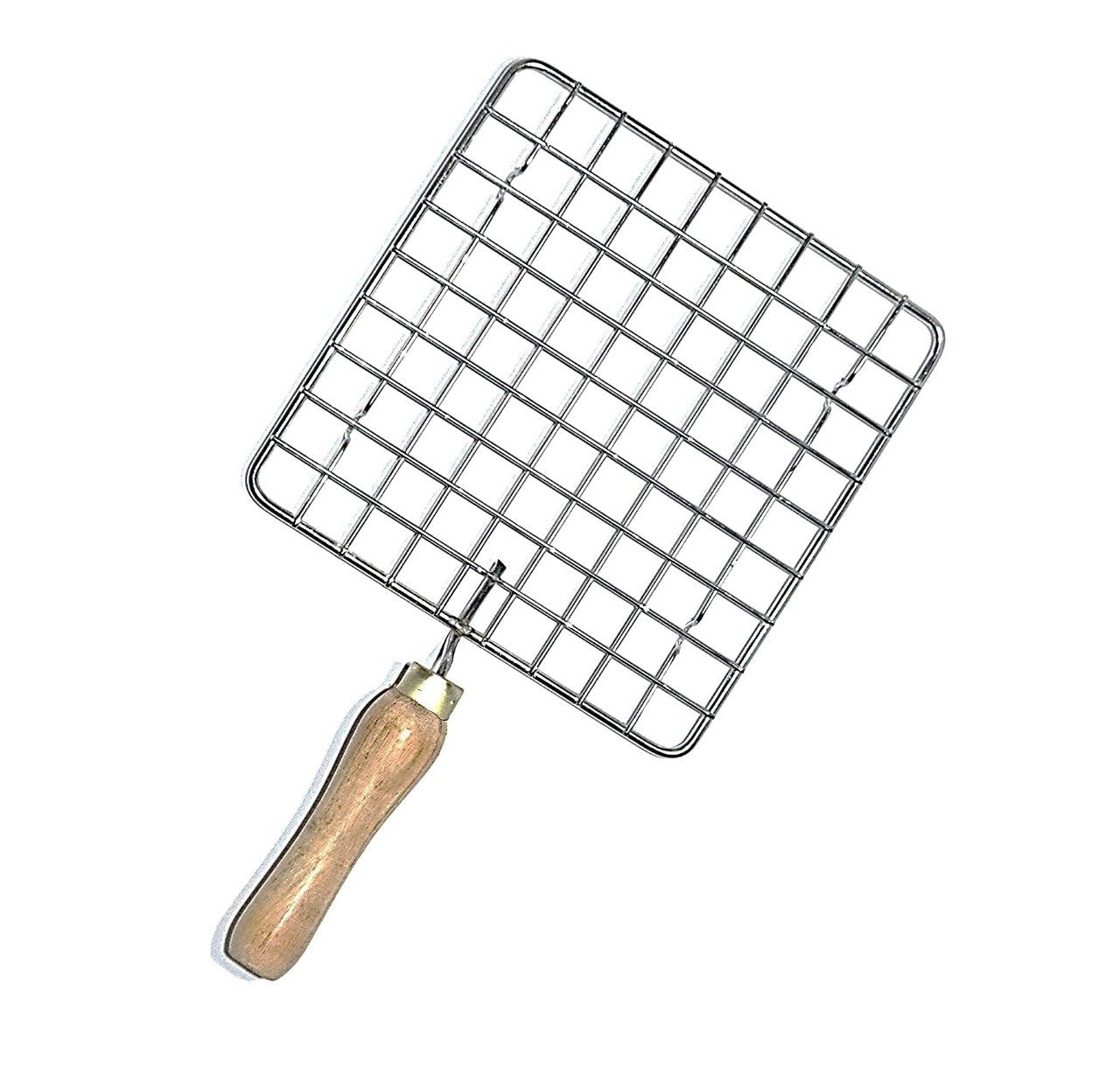 Kitchen Square Stainless Steel Roaster Papad Jali Barbecue Grill With Wooden Handle - Happy Price - Image 2