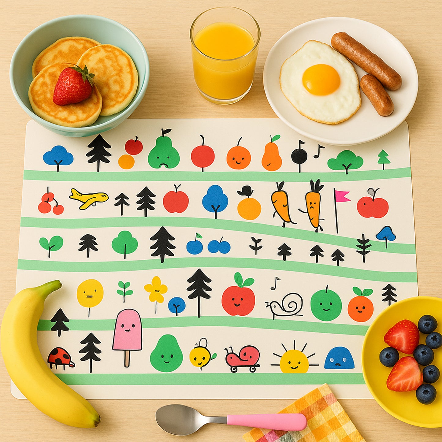 Set of 4 Kids' Cartoon Dining Table Mats - 40x30 cm, Easy Clean - Happy Price - Image 4