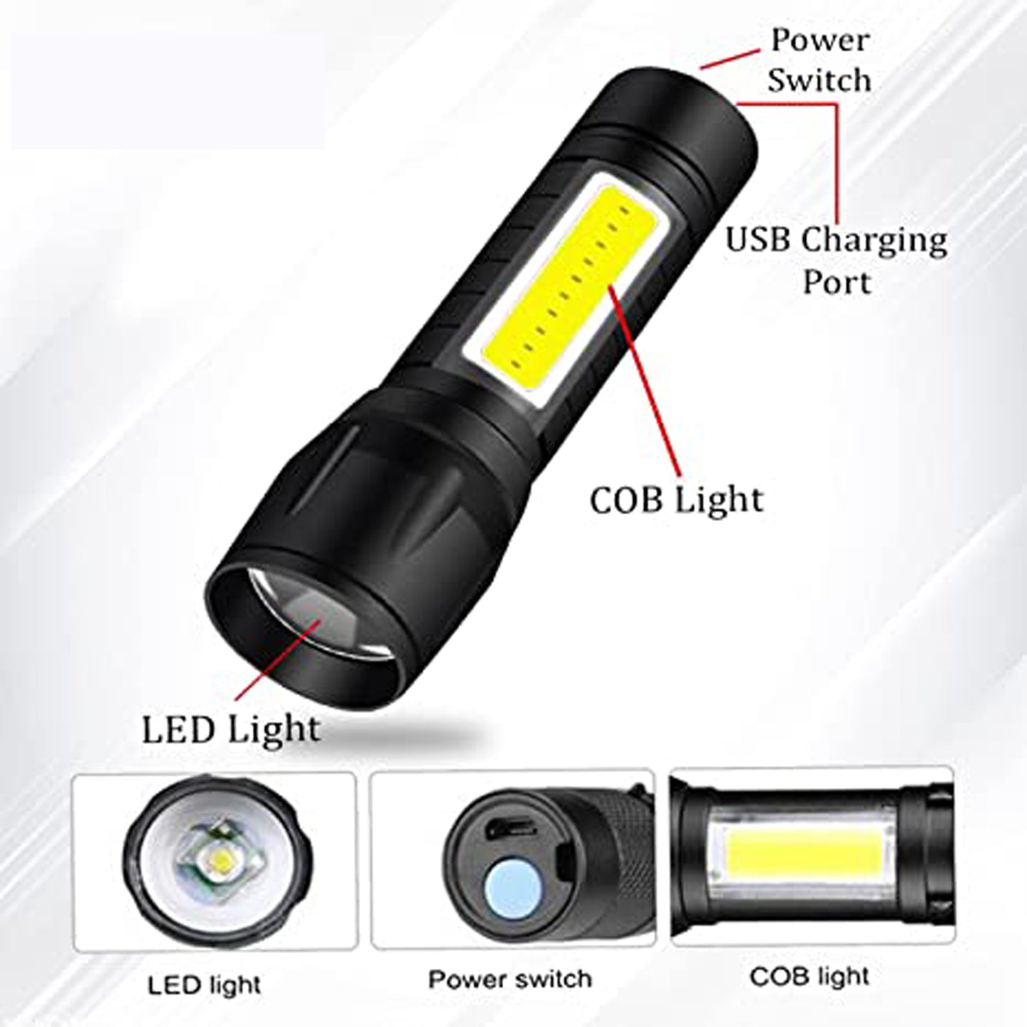 Mini Search Rechargeable Led Long Range Flashlight Emergency Light Torch - Happy Price - Image 4