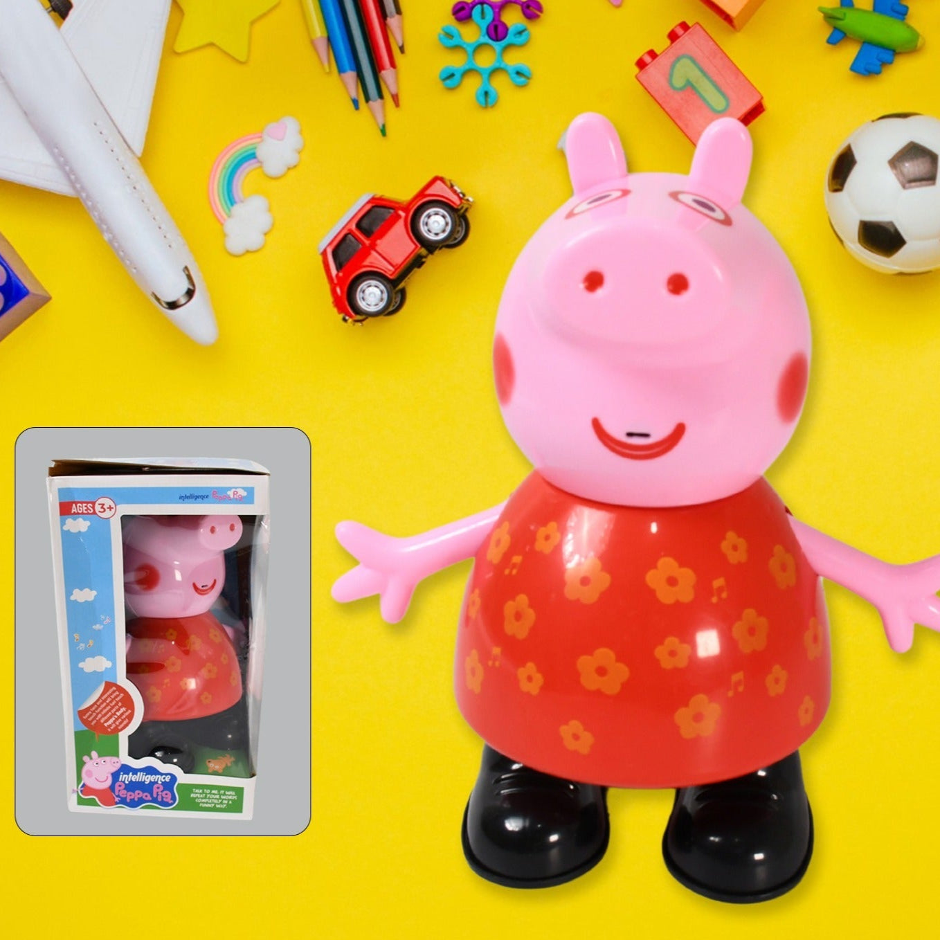 Pig Children Play Toy Pretend Play Toy Fun Gift For Kids Movable Hands Legs Pig Pretend Play Toy Set For Kids Children With Soft Rubber Material (1 Pc  Battery Not Included) - Happy Price - Image 1