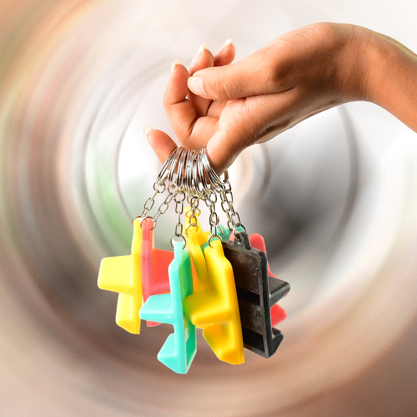 Plastic 2-in-1 Mobile Stand Keychain (9 Pc) - Happy Price - Image 2