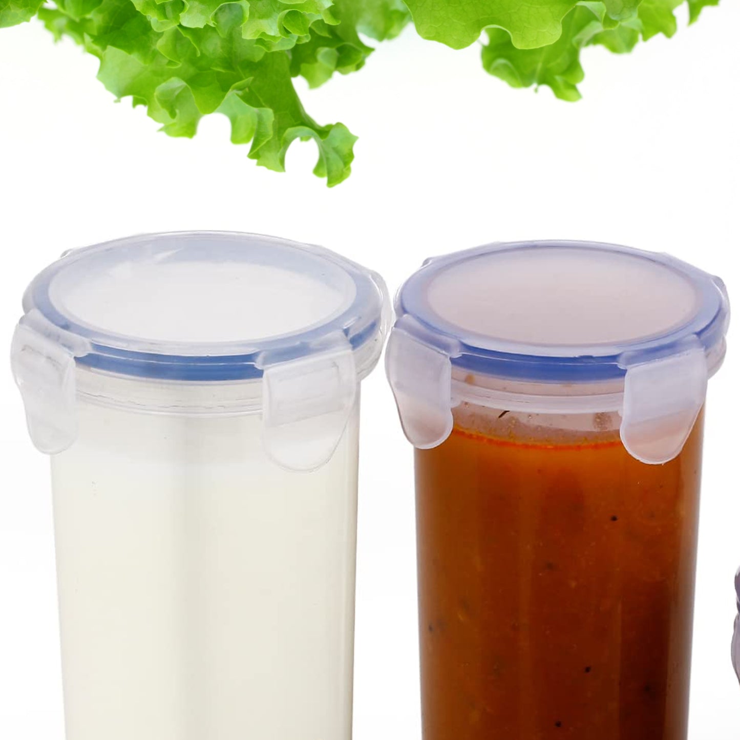 5830 Plastic Liquid Round Airtight Food Storage Container With Leak Proof Locking Lid Bpa Free Container For Kitchen 5 Pcs Set (Transparent  ( Approx Capacity 110 Ml160 Ml210 Ml400 Ml500 Ml) - Happy Price - Image 5