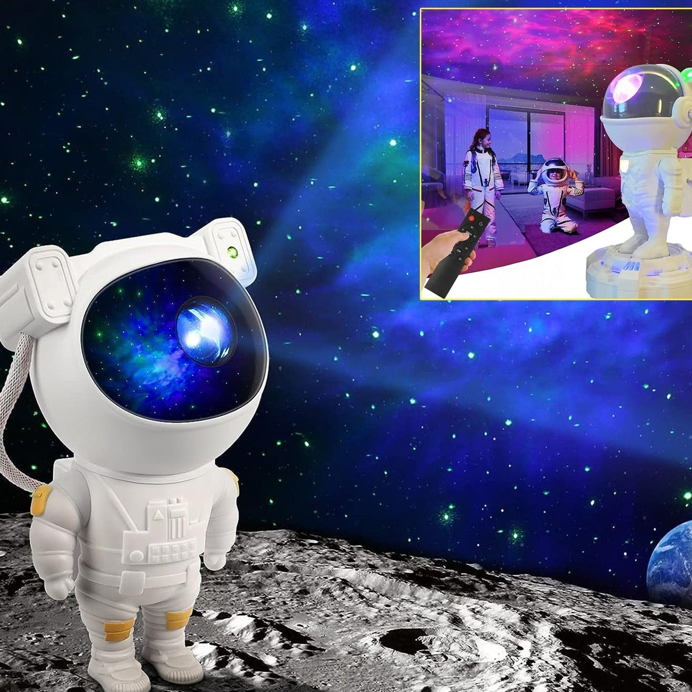 Robot Sky Space Stars Light Astronaut Galaxy Projector Night Lamp Bedroom Kids Projector Remote Control Star Projector Will Take Childrens To Explore The Vast Starry Sky For Adults Raksha Bandhan Diwali Gift - Happy Price - Image 1