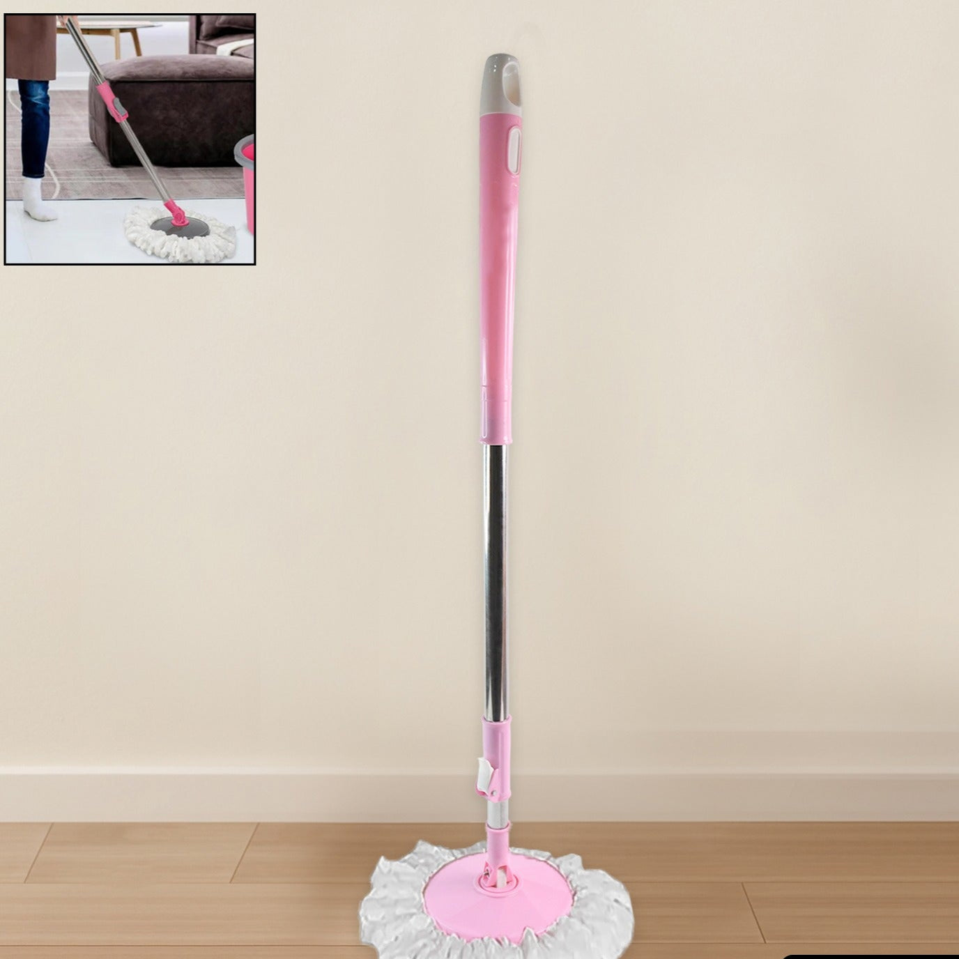 Home Cleaning - Stainless Steel 360 Degree Rotating Pole Microfiber Mop Rod Stick - Happy Price - Image 1