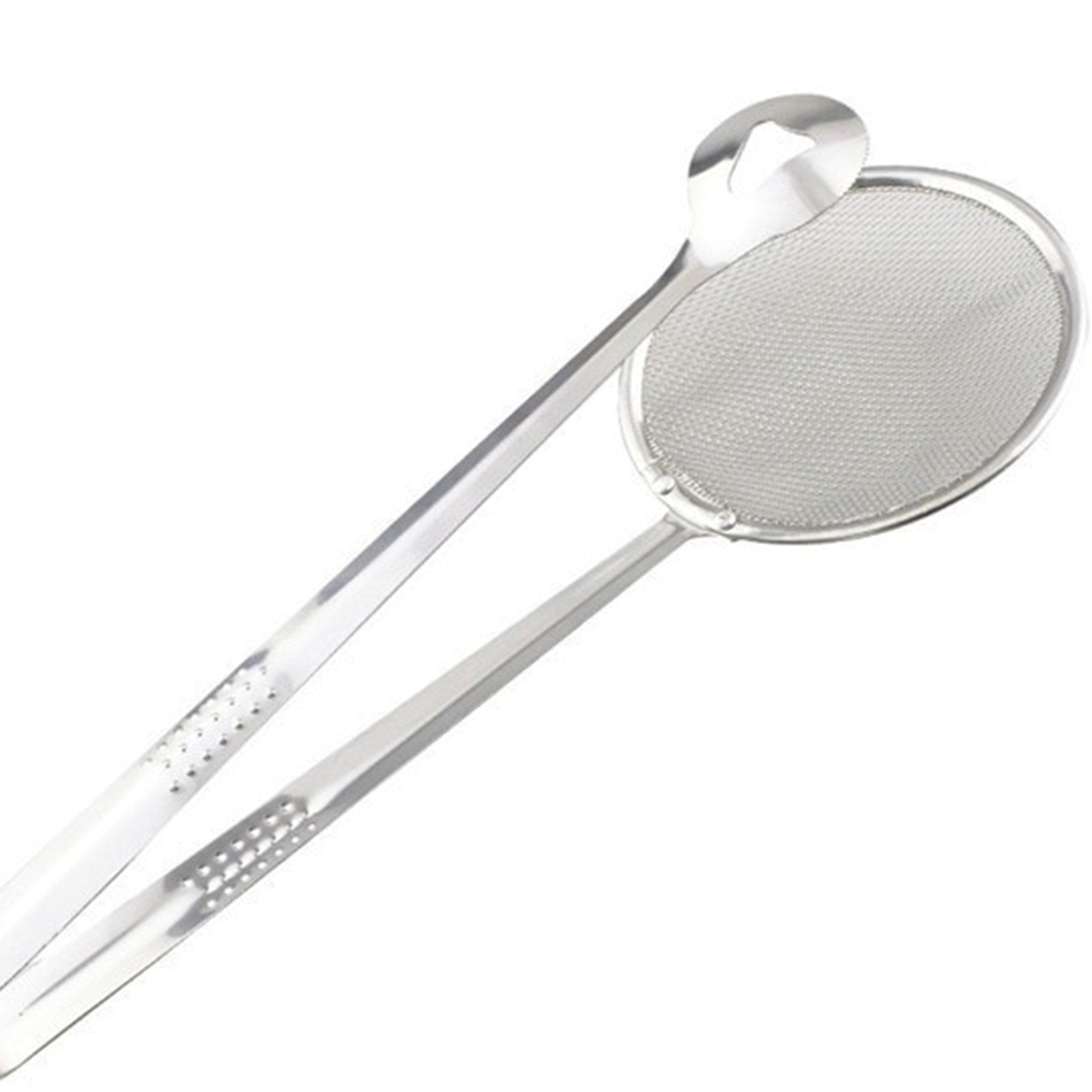 2in1 Stainless Steel Filter Spoon With Clip Food Kitchen Oil-frying Multi-functional - Happy Price - Image 1