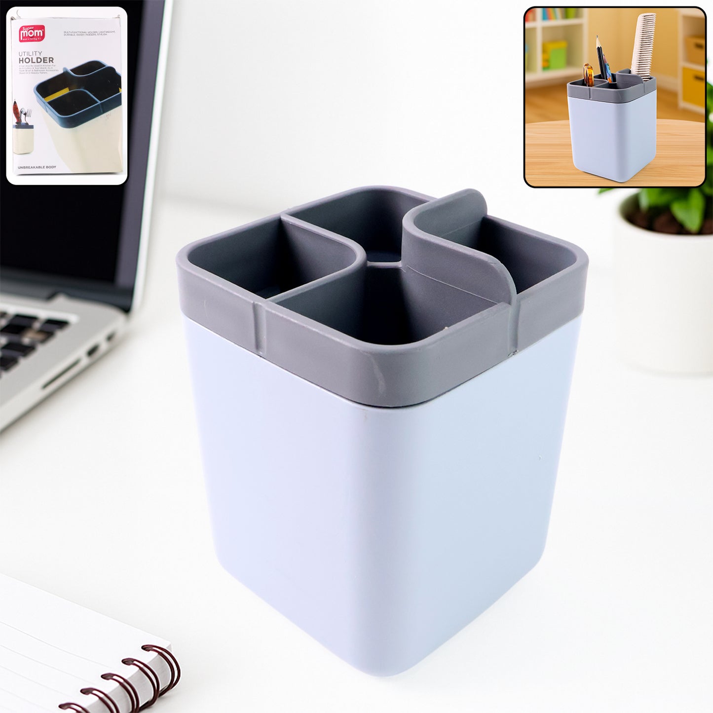 4 Section Desk Organizer Holder - Plastic Utility Container for Office & Home (1 Pc) - Happy Price - Image 2