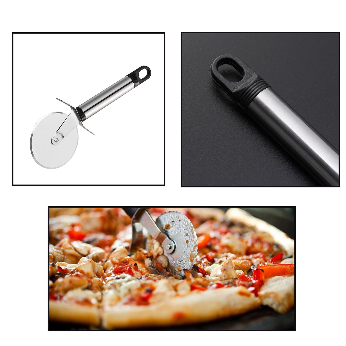 Stainless Steel Pizza Cutter Pastry Cake Slicer Sharp Wheel Type - Happy Price - Image 3