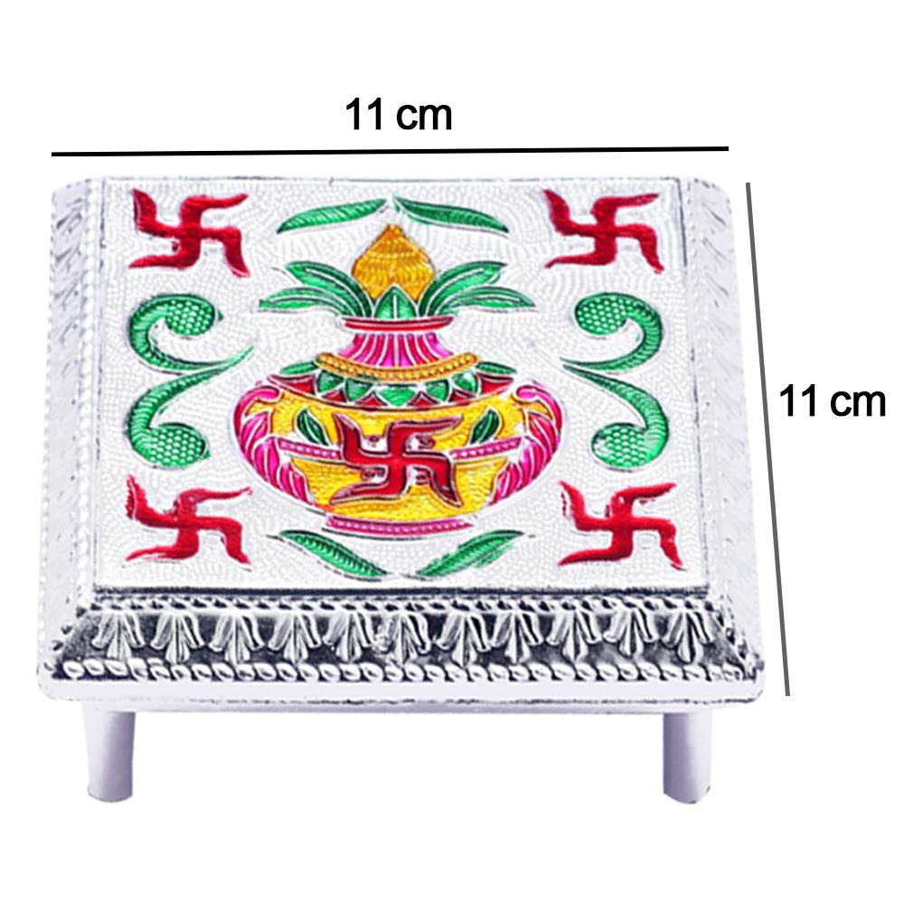 Designer Wooden Bajot with White Metal Meenakari Work - Happy Price - Image 5