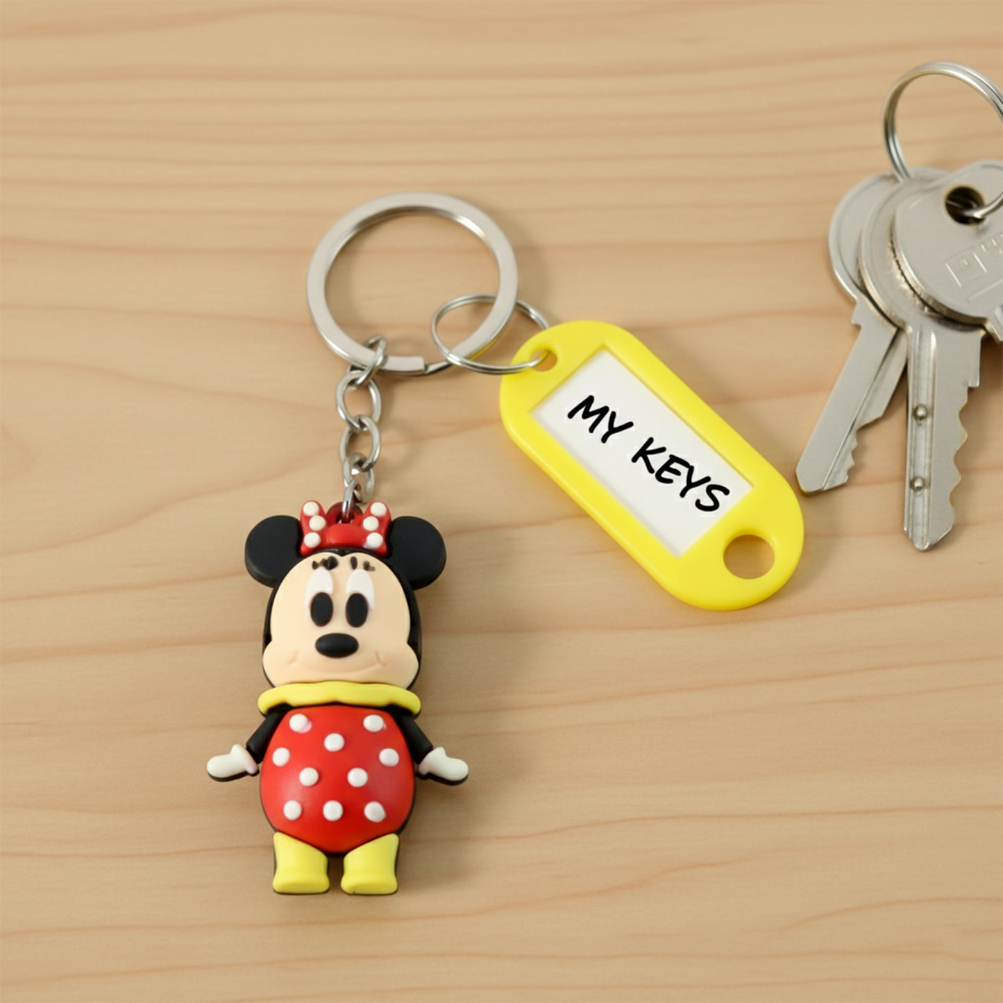 Cute Cartoon Character Keychain with Name Tag - 1 Pc Assorted Design - Happy Price - Image 2