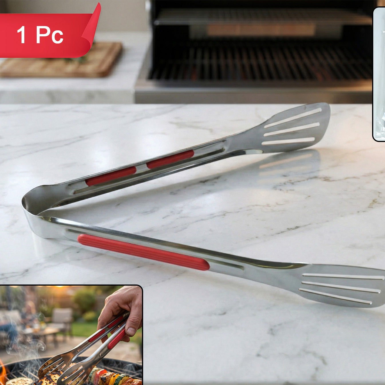 Stainless Steel Multi Purpose Kitchen Tongs With Anti Slip Grip (1 Pc)
