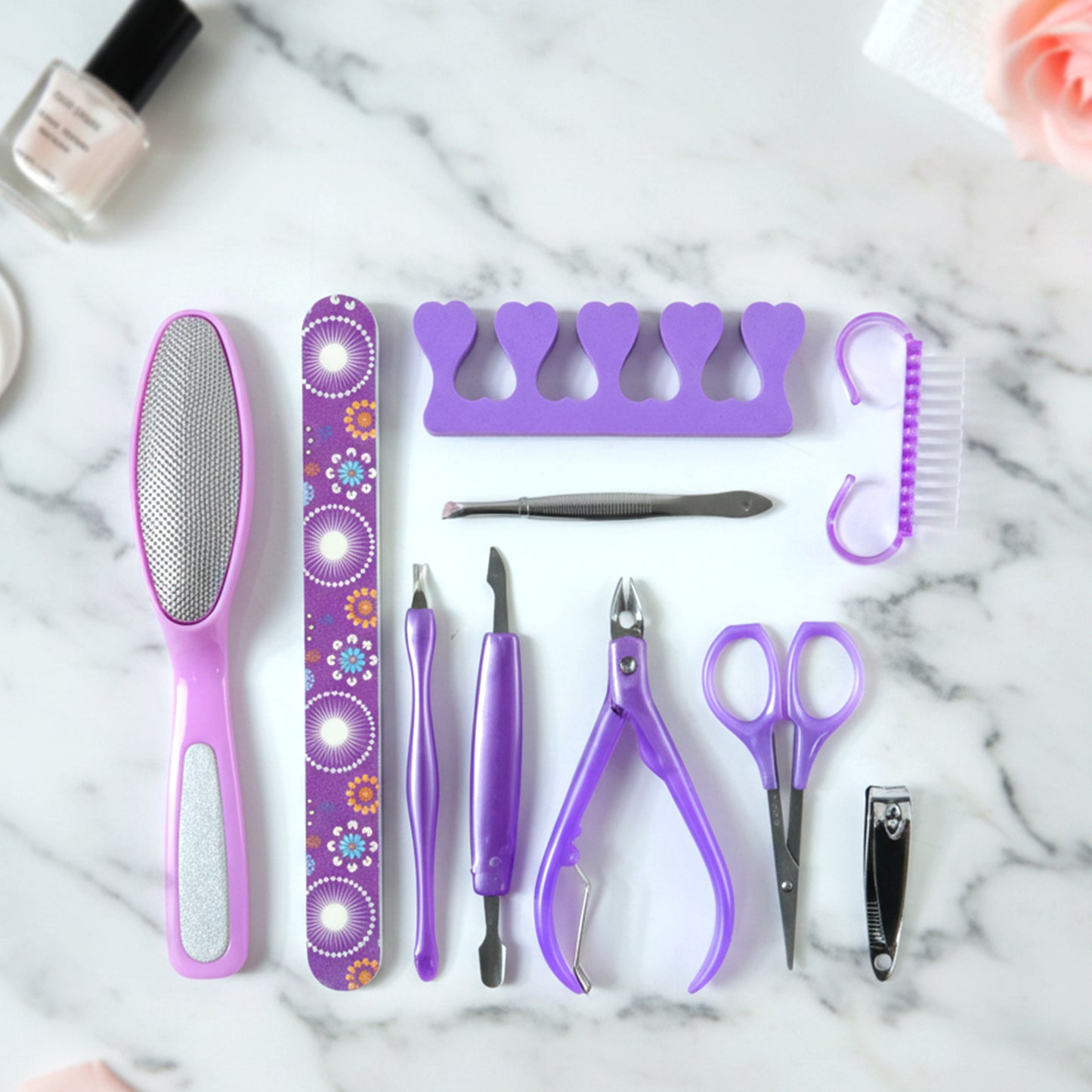 10 Pc Personal Grooming Manicure Pedicure Nail Care Tool Set - Happy Price - Image 3