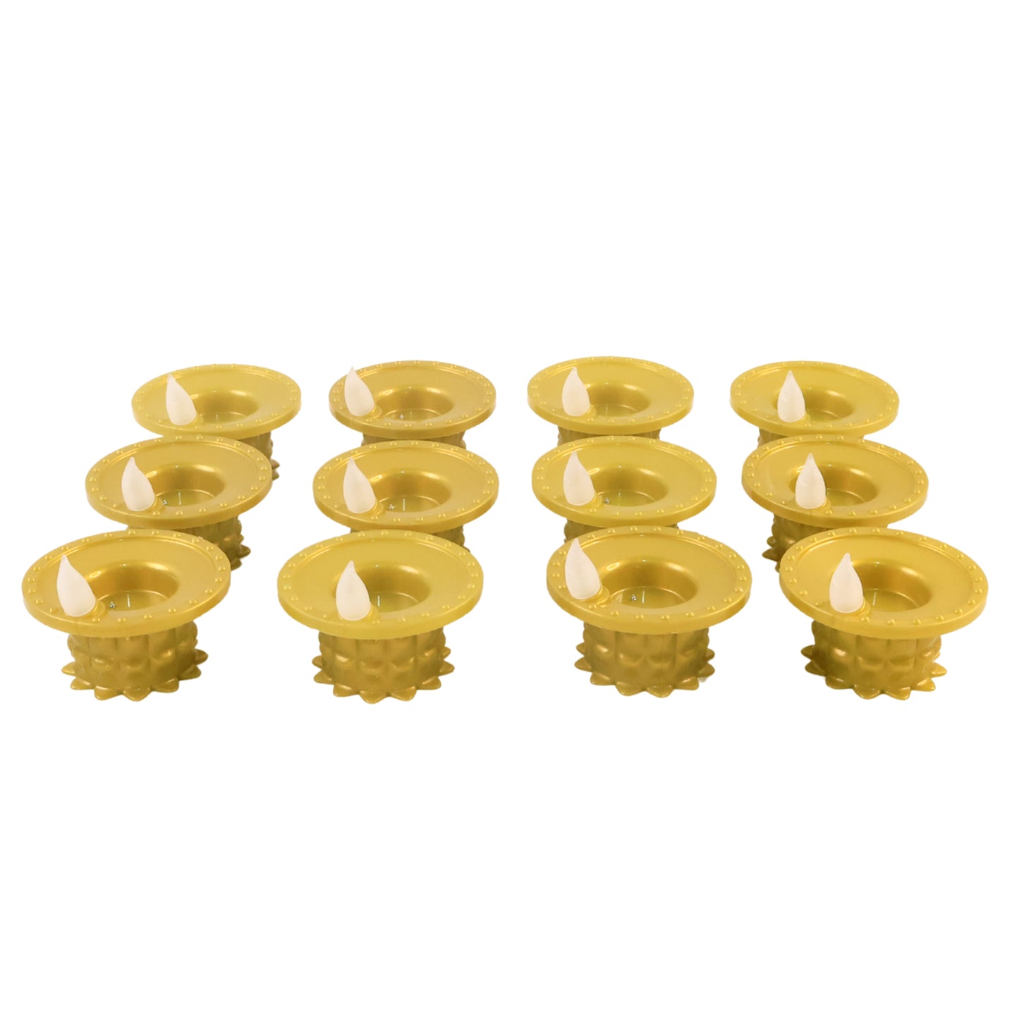 Set of 12 Golden Water Sensor LED Diyas - Flameless Decorative Lights - Happy Price - Image 2