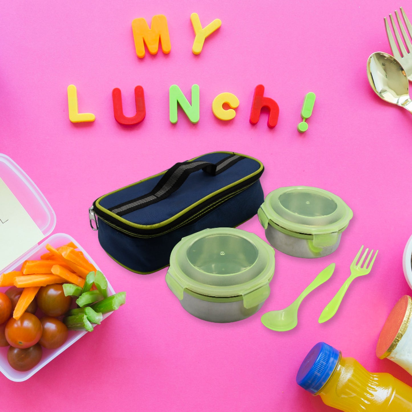 Airtight  Leak Proof Stainless Steel Container Multi Compartment Lunch Box Carry To All Type Lunch In Lunch Box  Premium Quality Lunch Box Ideal For Office  School Kids  Travelling Ideal (3 Different Lunch Box) - Happy Price - Image 2