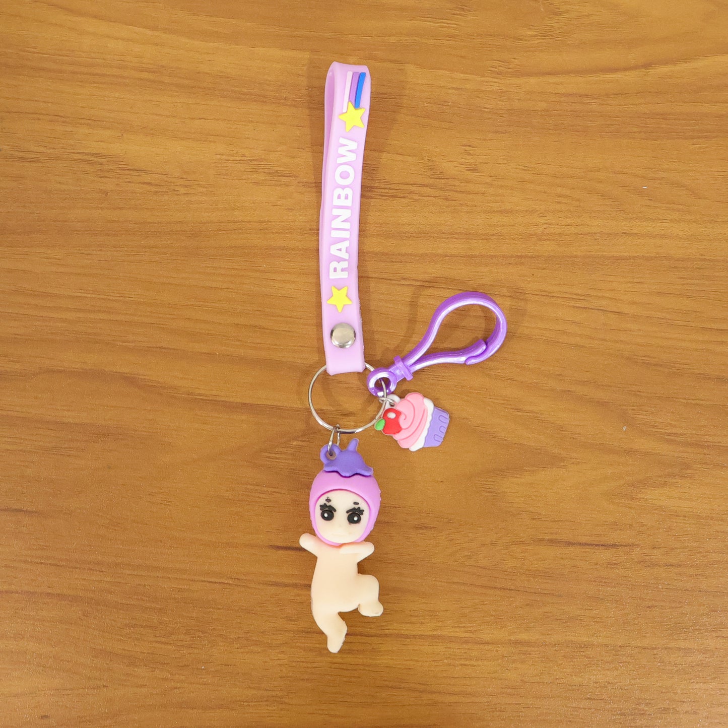 Cute Doll & Cupcake Keychain with Rainbow Strap (1 Pc) - Happy Price - Image 6