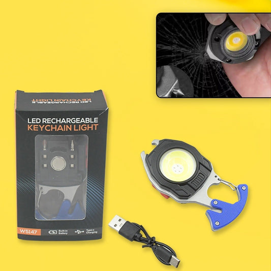 Keychain Led Flashlight Rechargeable Multi Function 6 Lighting Modes Pocket Key Chain Flash Light Usb For Outdoor Campingwalking With Cigarette Lighter - Happy Price - Image 1