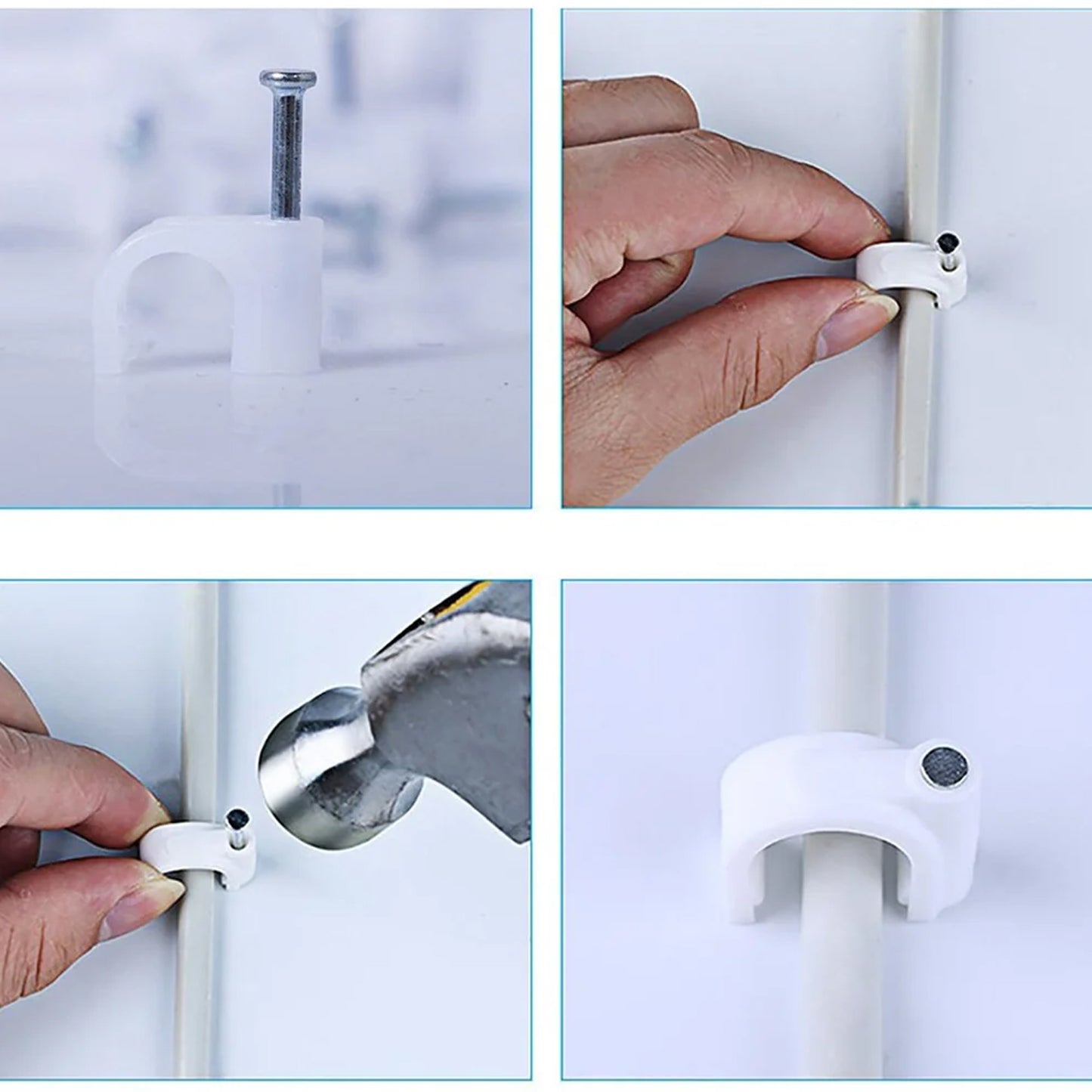 Wire Wall Clips Plastic Cable Clips Round Wire Pins With Steel Nail (20 Pcs Set) - Happy Price - Image 3