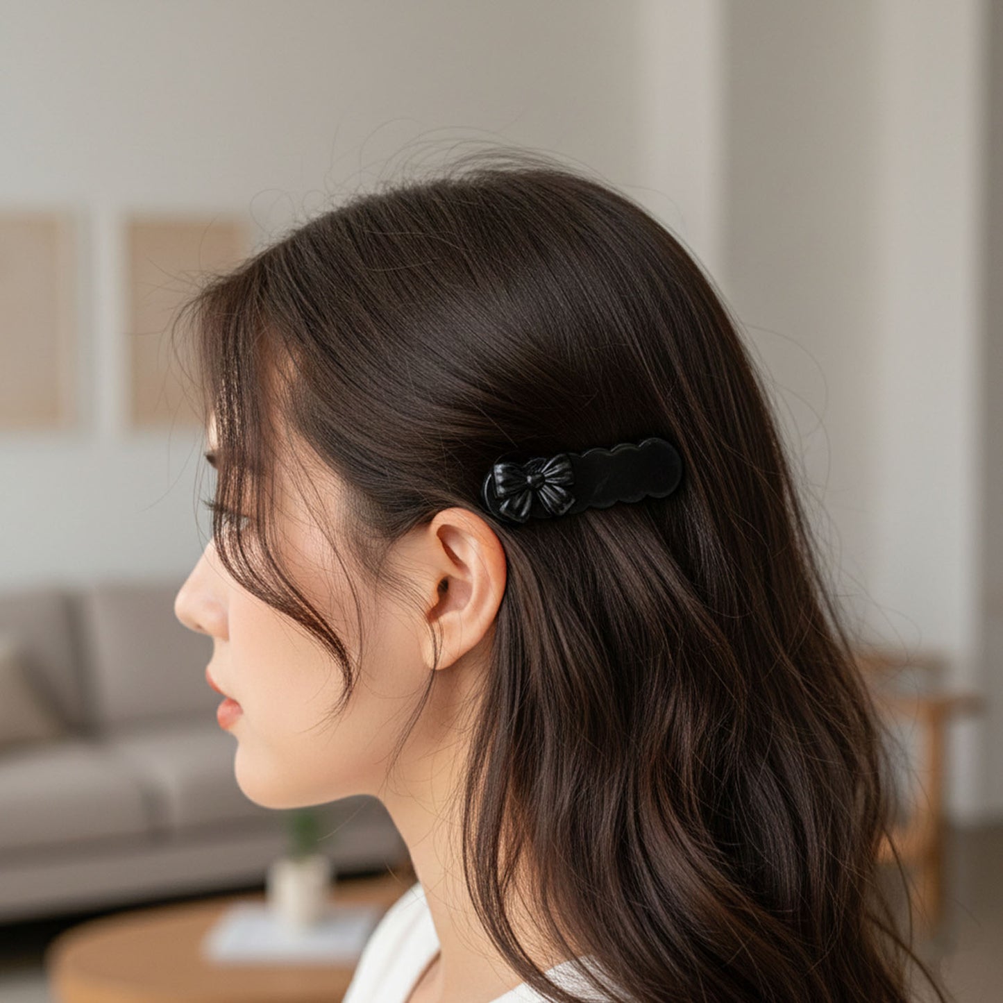 Black Bow Hair Clips for Women & Girls - Pack of 3 Snap Style - Happy Price - Image 6