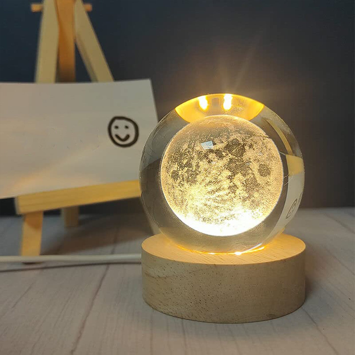 3d Crystal Ball Lamps With Base  (1 Pc) - Happy Price - Image 4