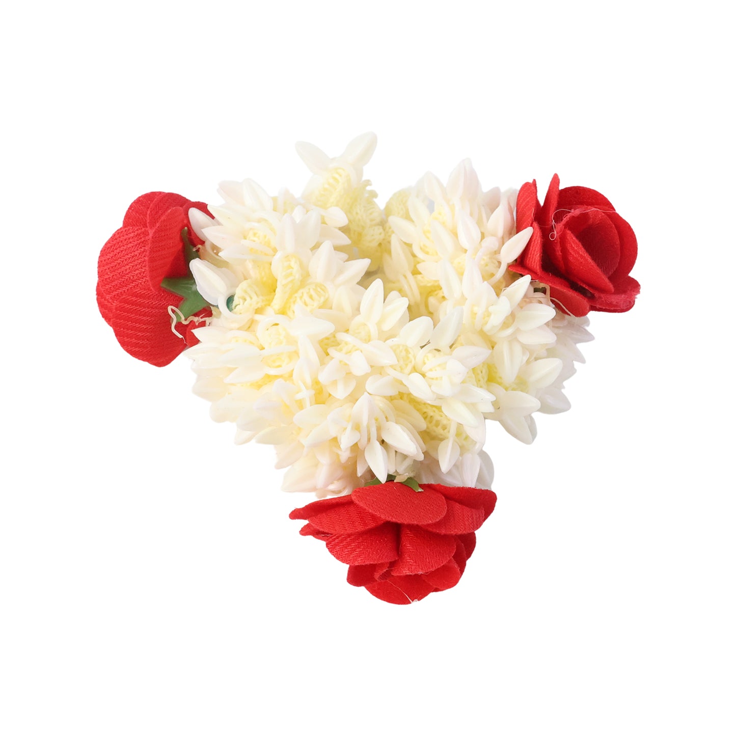 Artificial Flower Gajra with Red Roses & White Jasmine - 1 Pc Hair Accessory - Happy Price - Image 2
