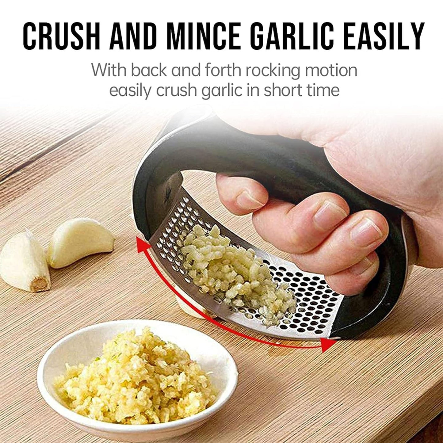 2 Pc Garlic Press & Spoon Set - Heavy Duty Kitchen Tool - Happy Price - Image 3