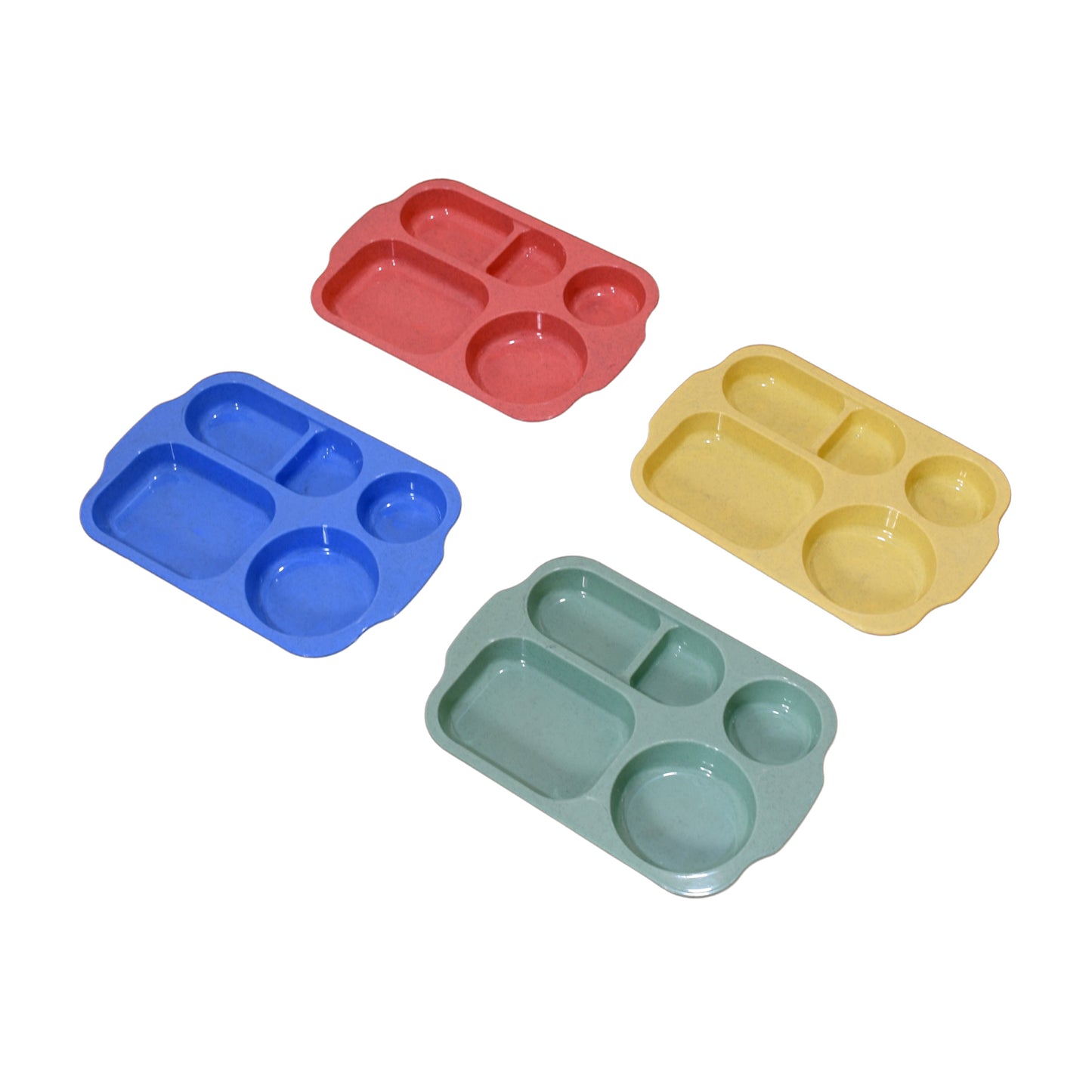 Divided Plates 5 Compartments 32 Cm Split Plates Shatterproof Separating Plates For Kids And Adults Microwave And Dishwasher Tableware Set Multi-colour Modern (4 Pc Set) - Happy Price - Image 4