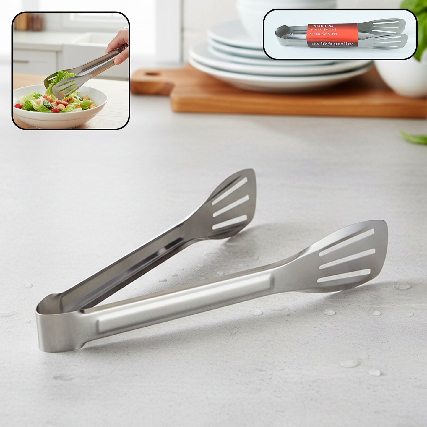 Stainless Steel Kitchen Serving Tongs - 1 Piece - Happy Price - Image 2